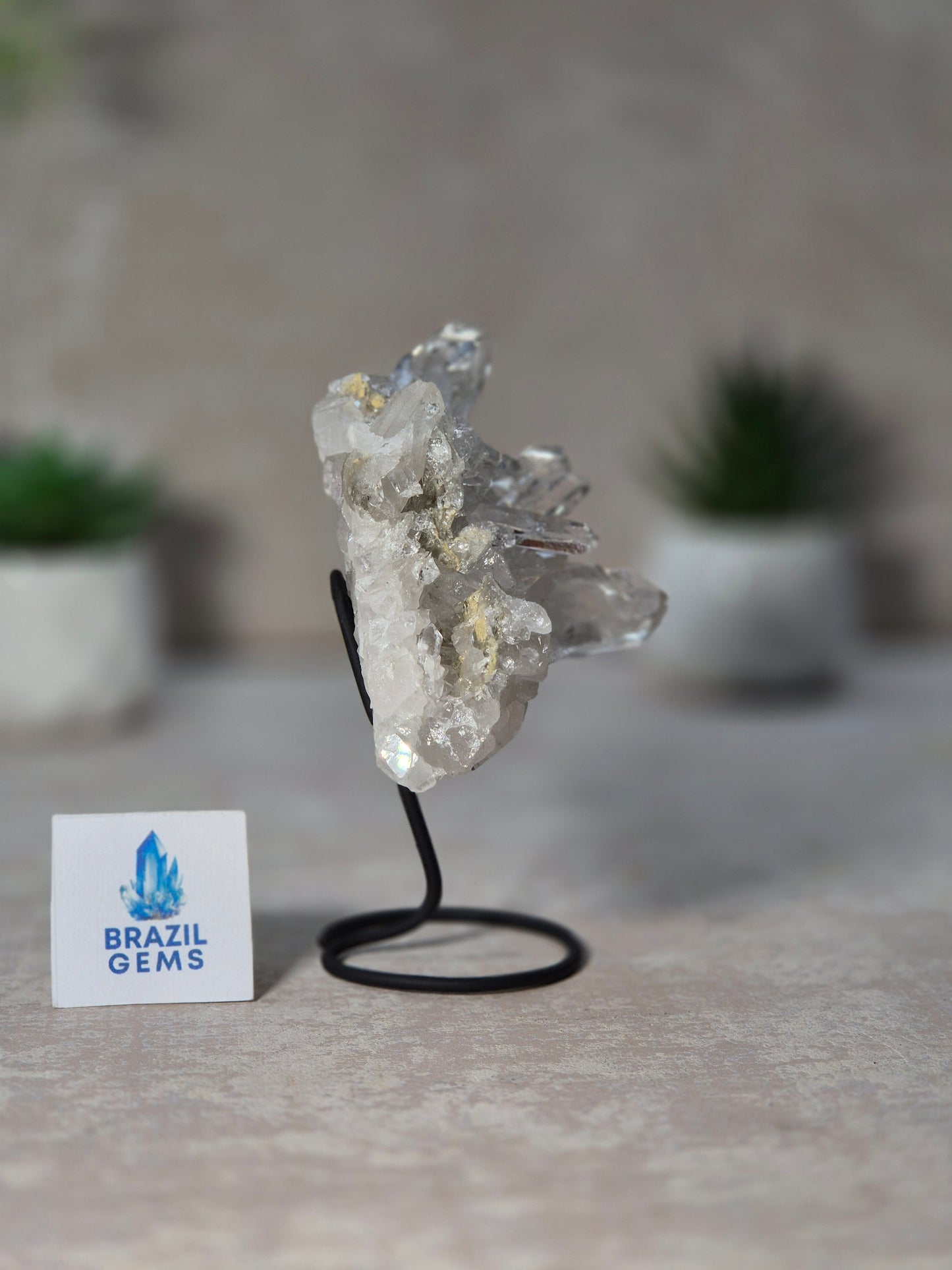 Clear Quartz Cluster on stand