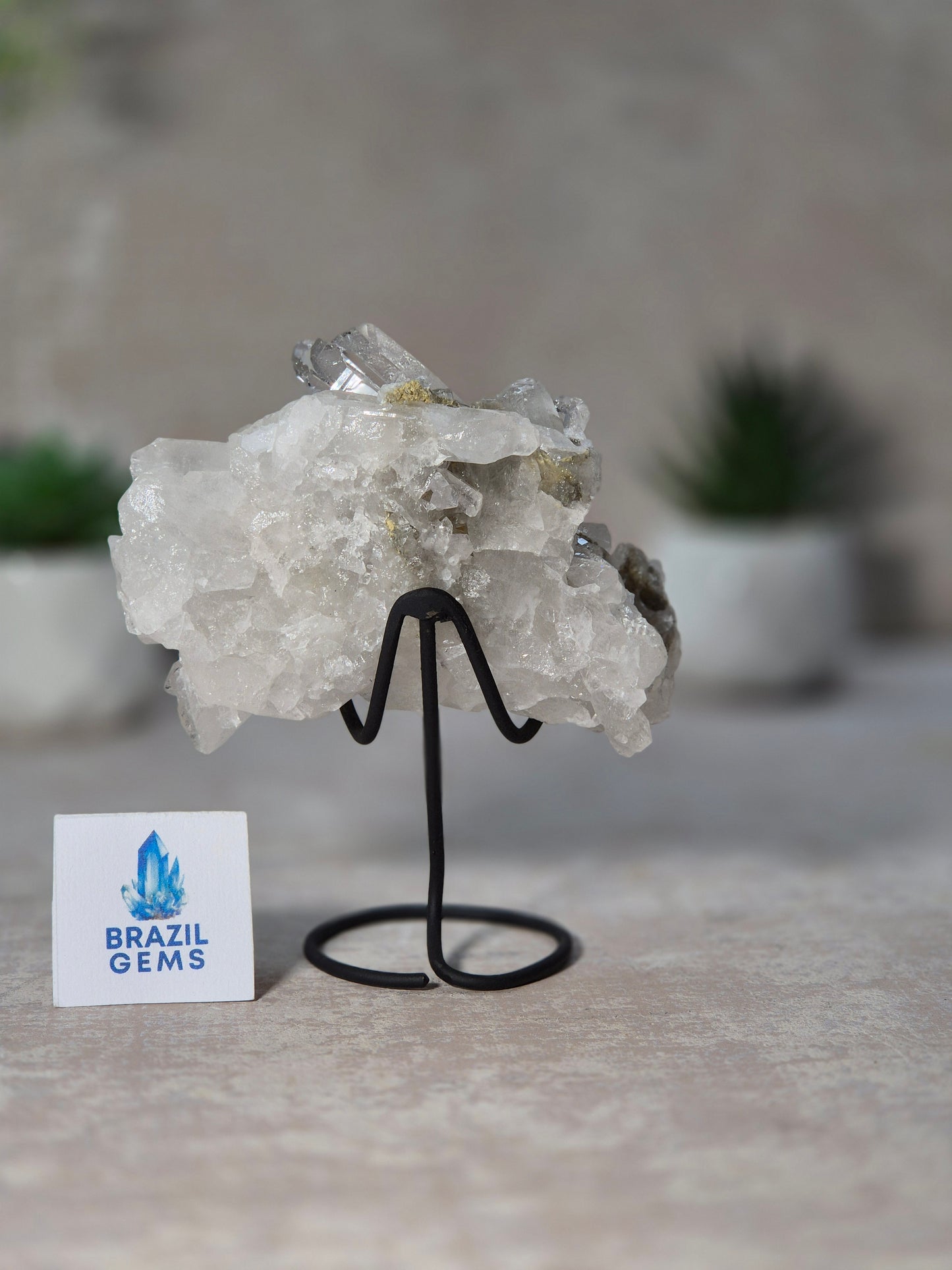 Clear Quartz Cluster on stand