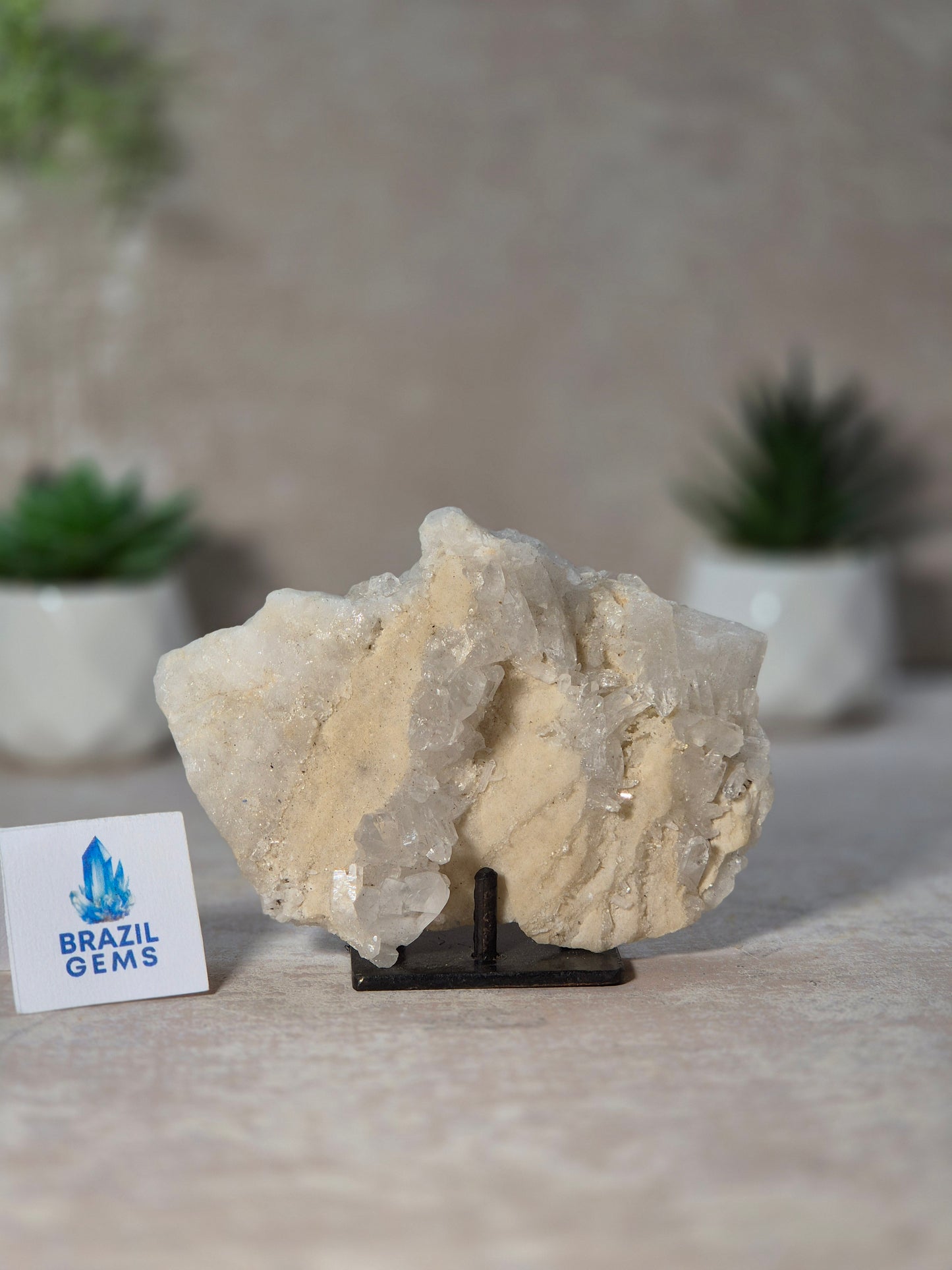 Clear Quartz Slab on stand