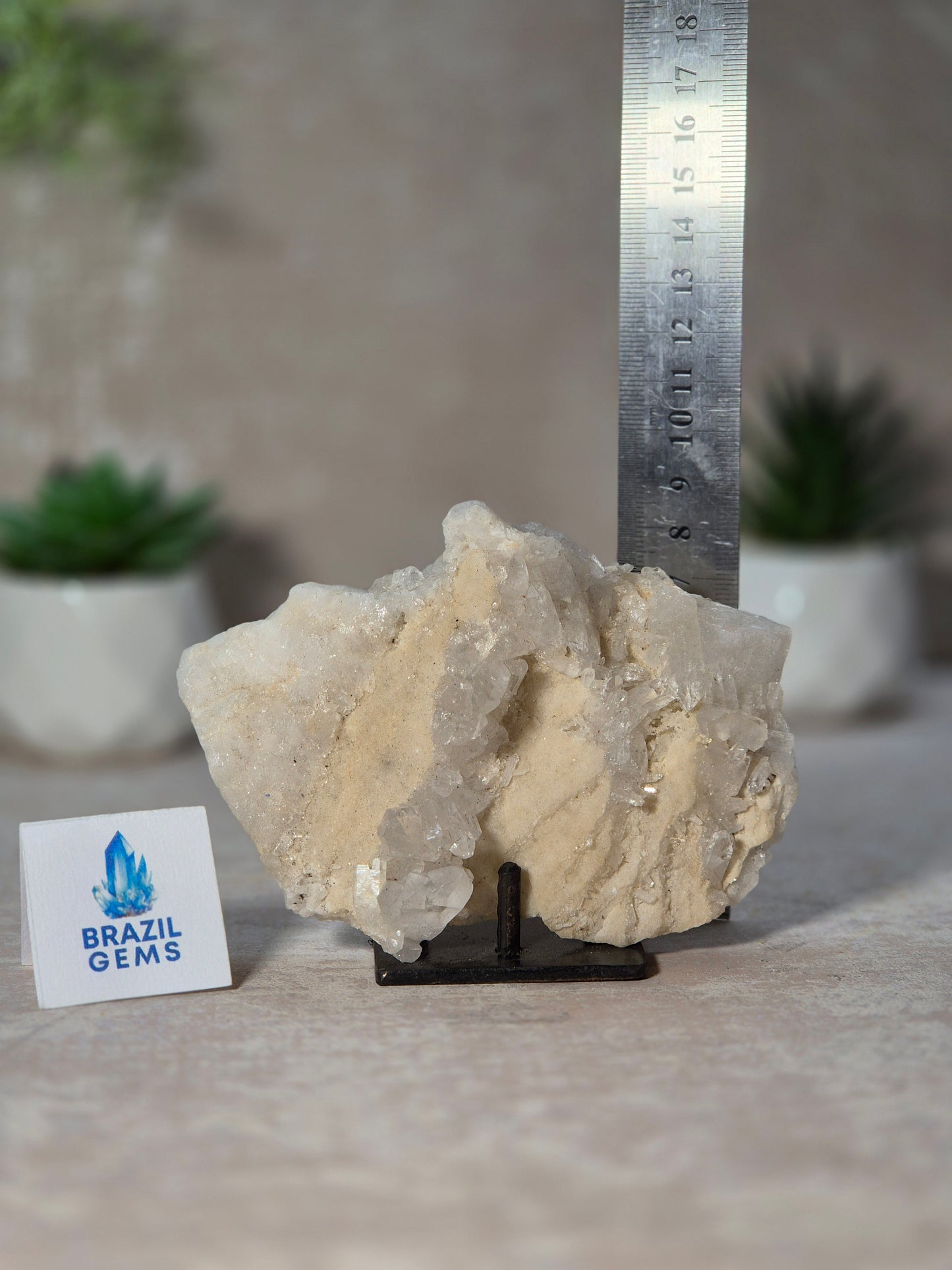 Clear Quartz Slab on stand