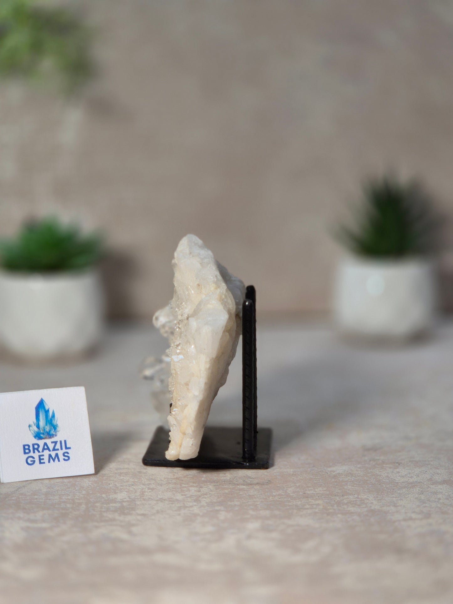 Clear Quartz Slab on stand