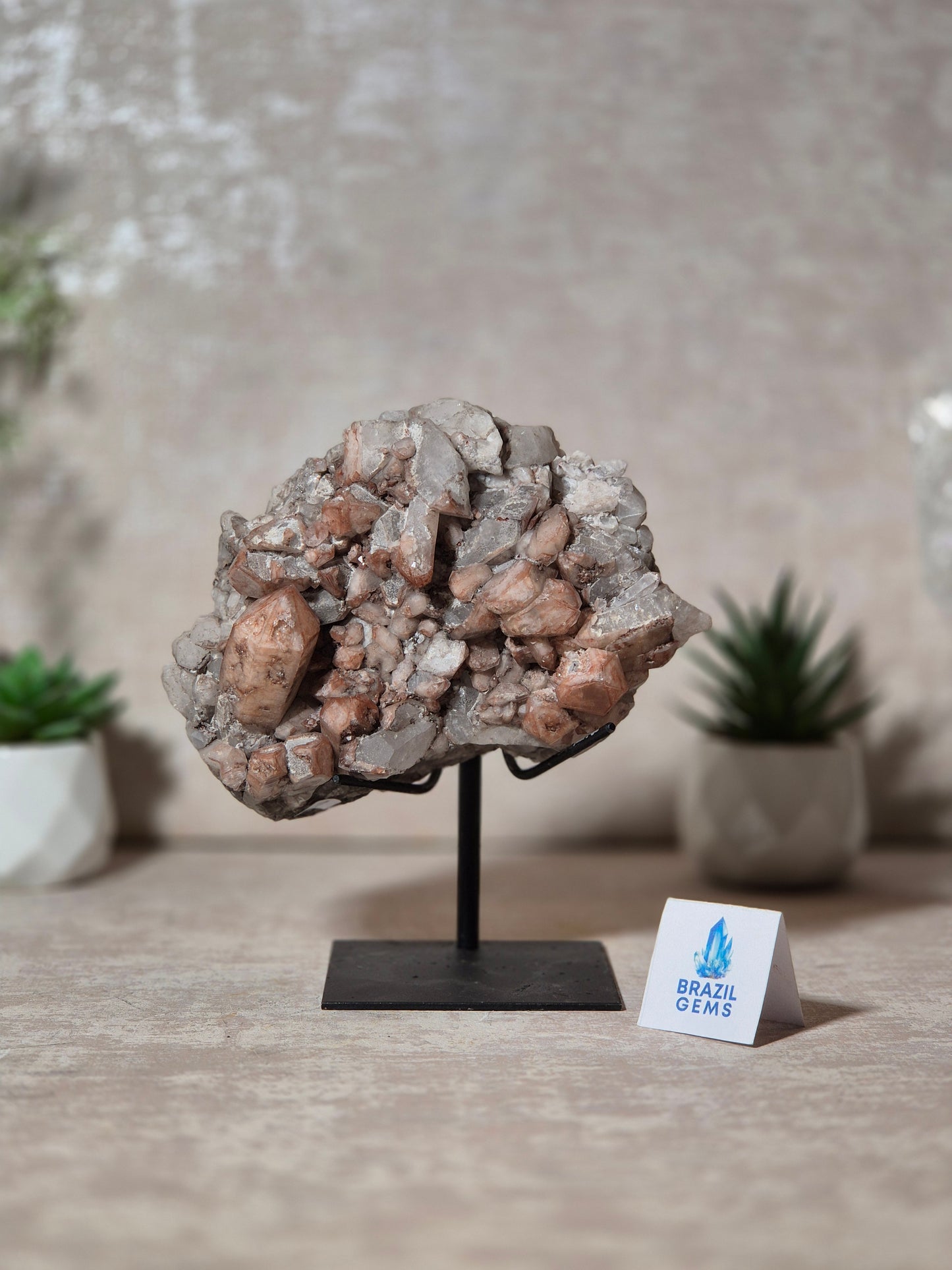 Lithium Quartz Cluster on stand