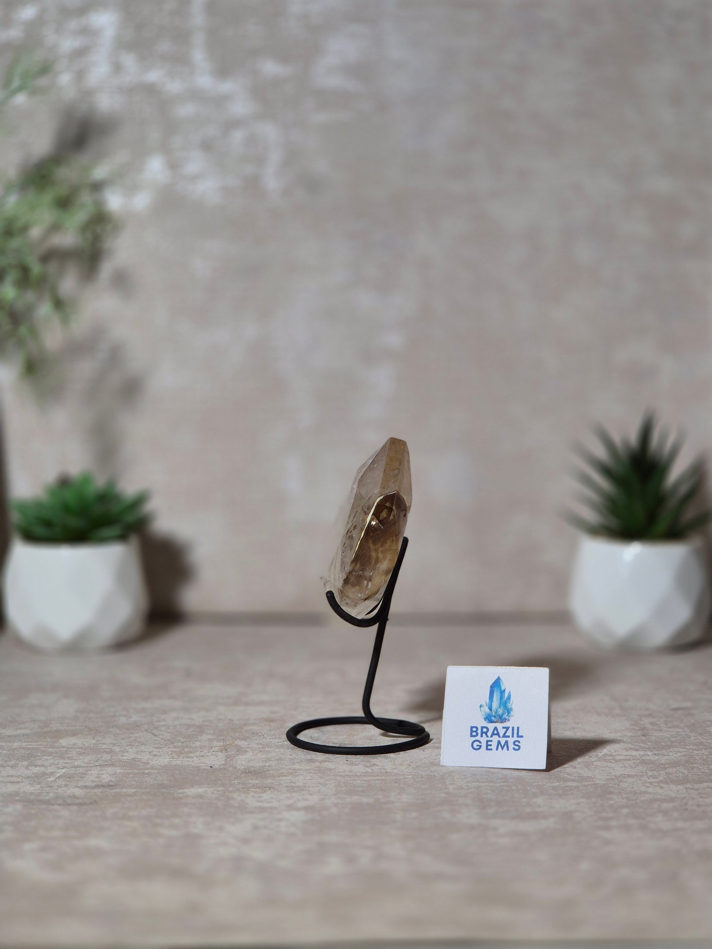 Clear Quartz with Mosaic Calcite David Star on stand