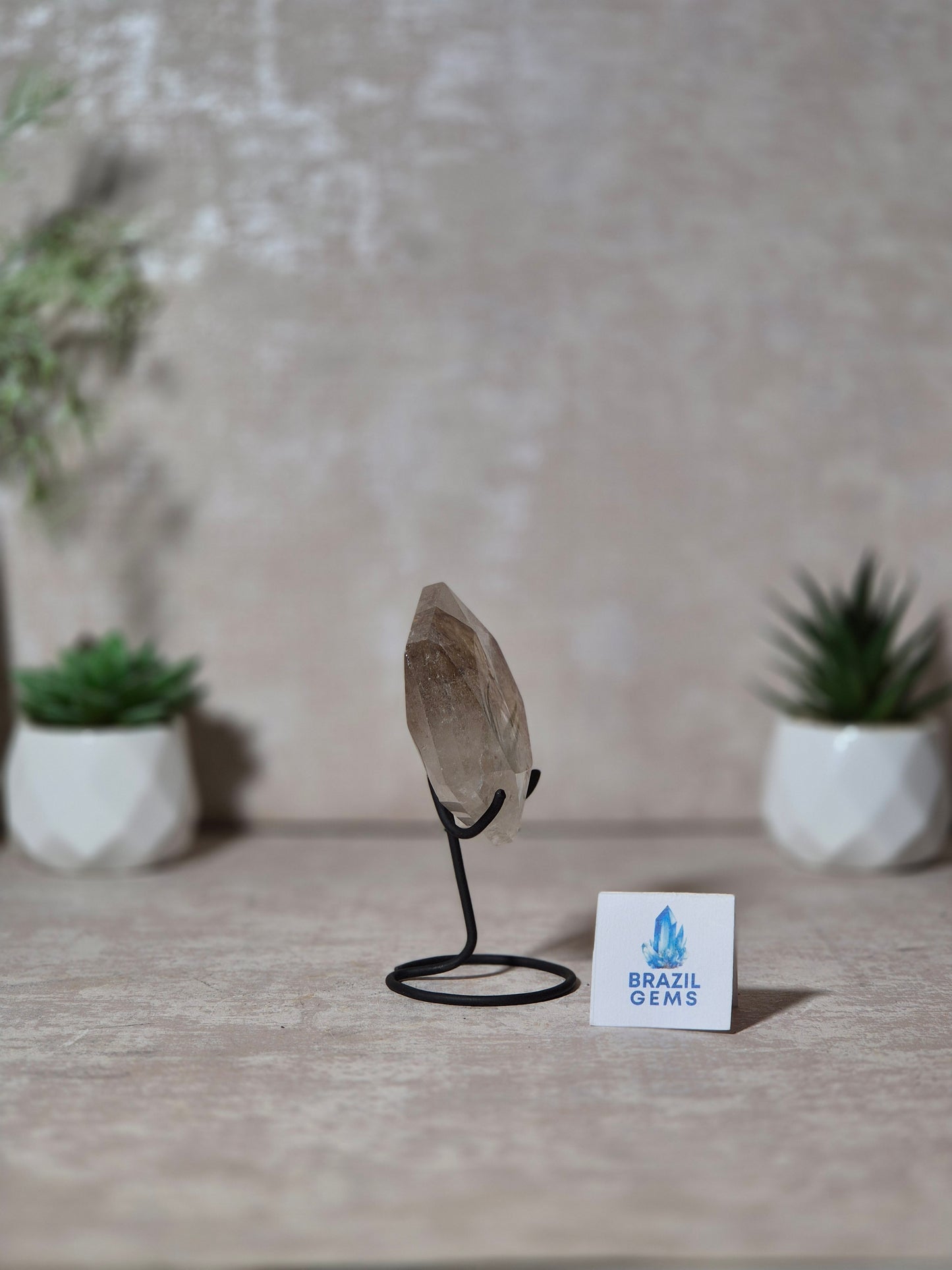 Clear Quartz with Mosaic Calcite David Star on stand
