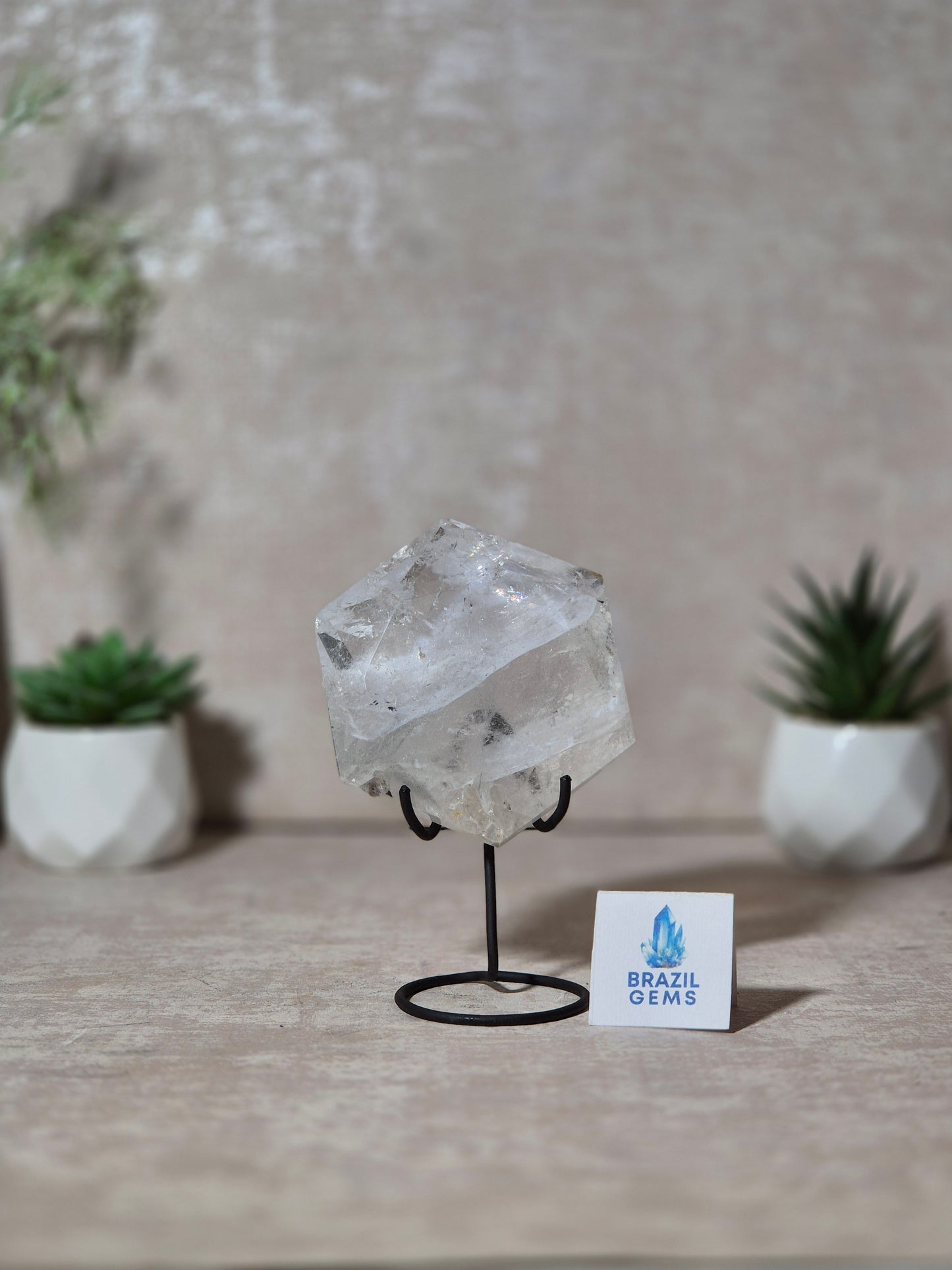 Clear Quartz David Star on stand