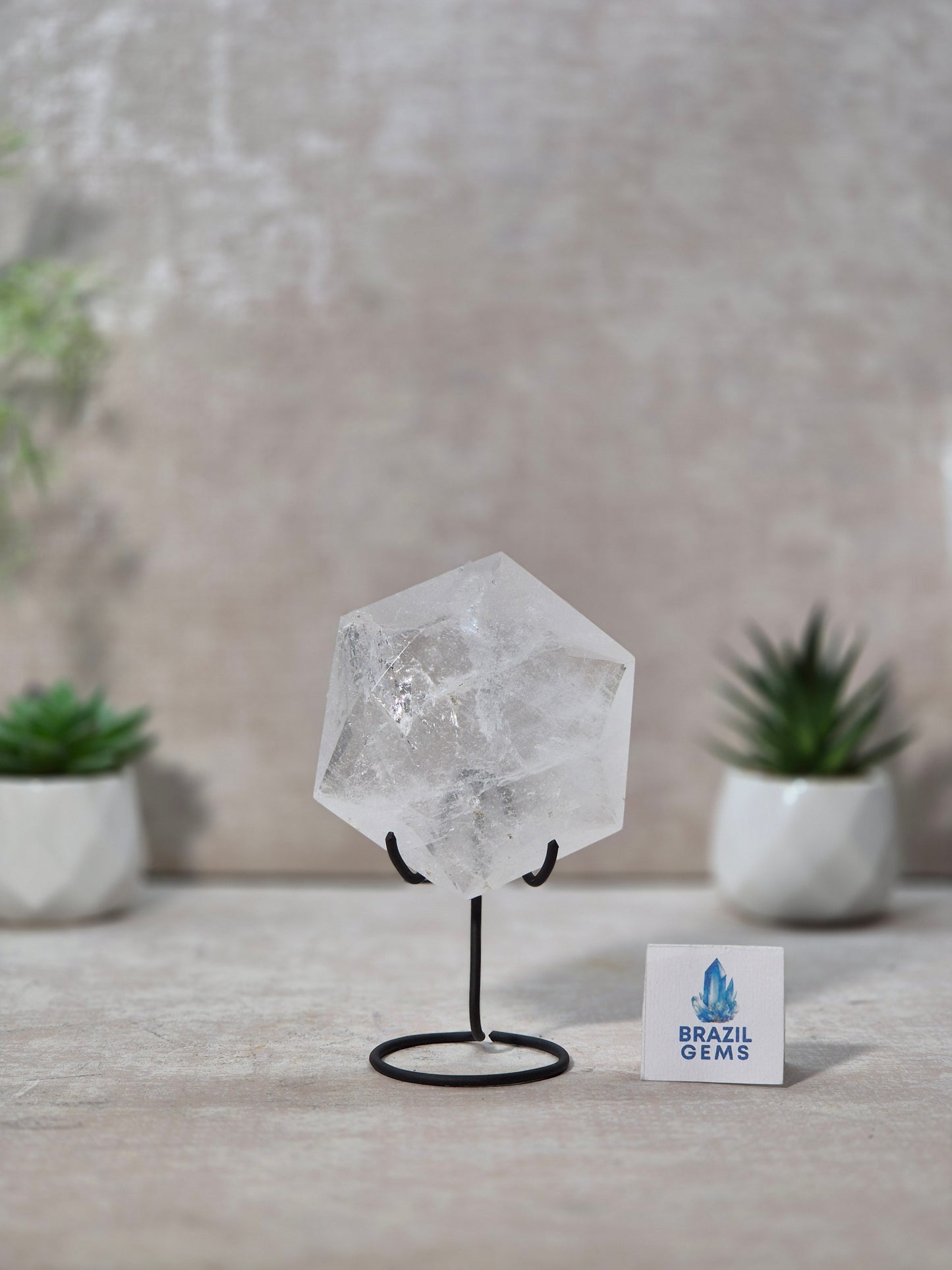 Clear Quartz David Star on stand