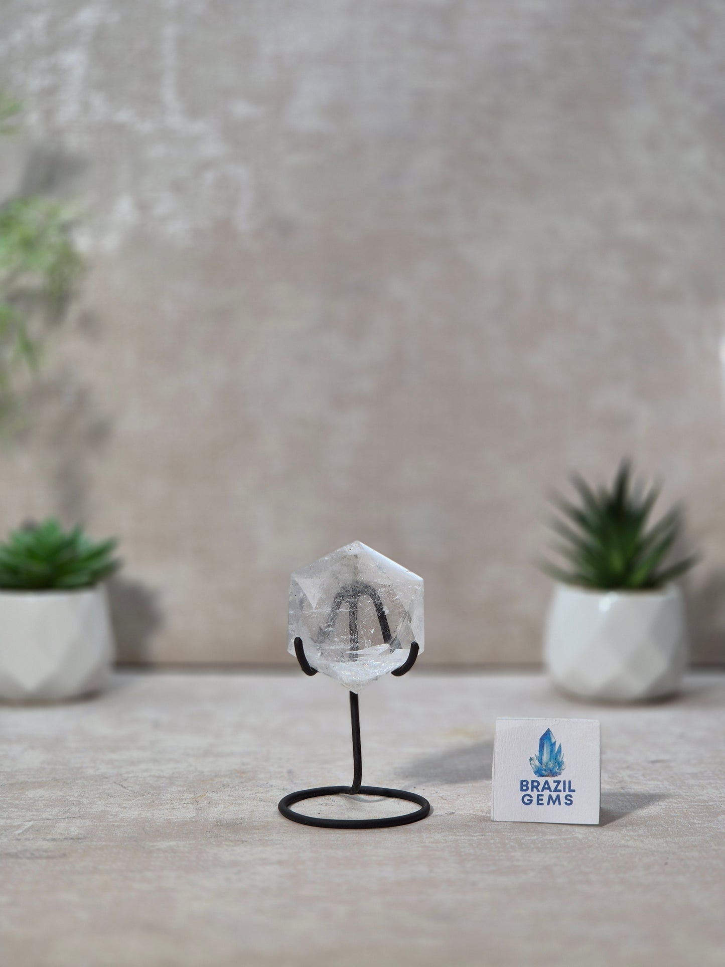 Clear Quartz David Star on stand