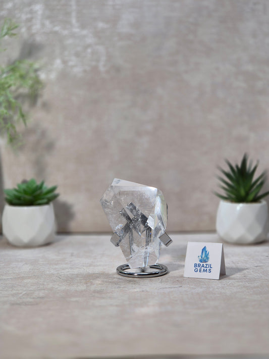 Free Form High Grade Clear Quartz on stand