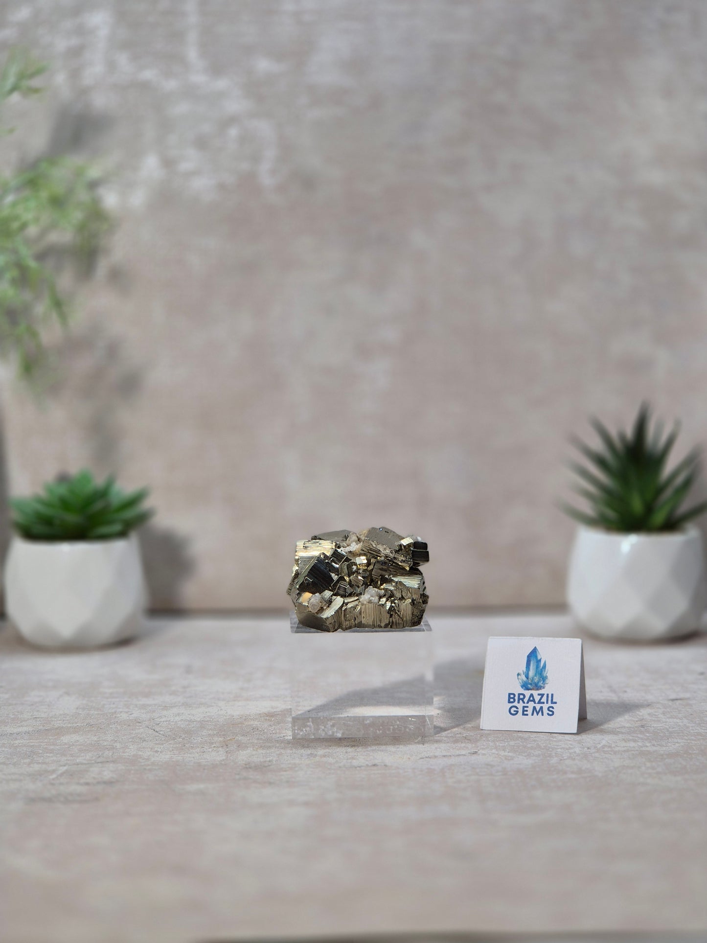 Pyrite with Calcite Cube