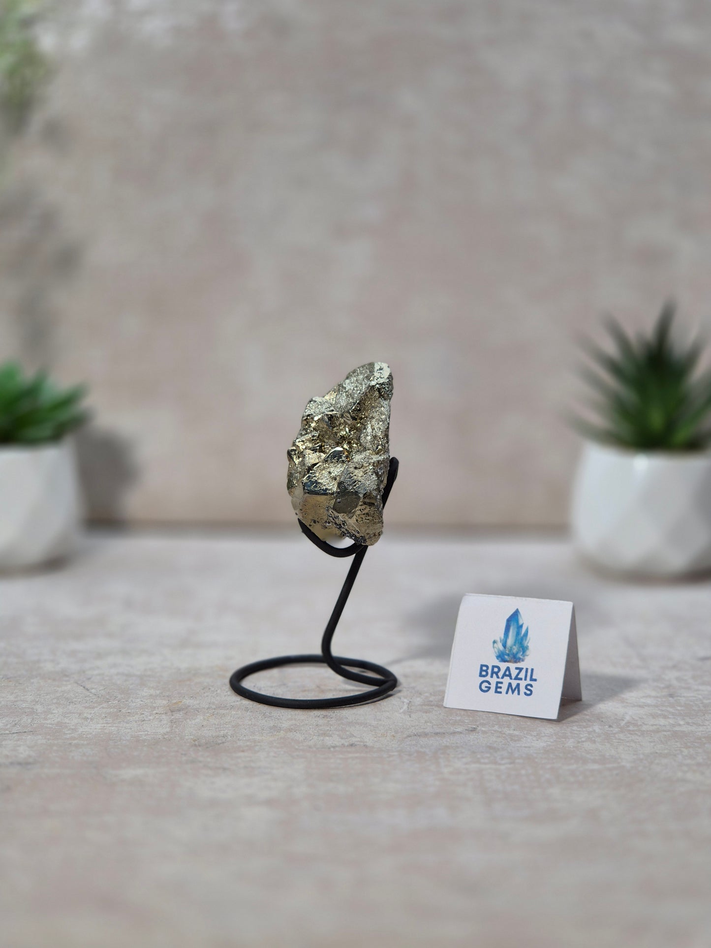 Dodecahedron Pyrite with Galina and Calcite Specimen on stand