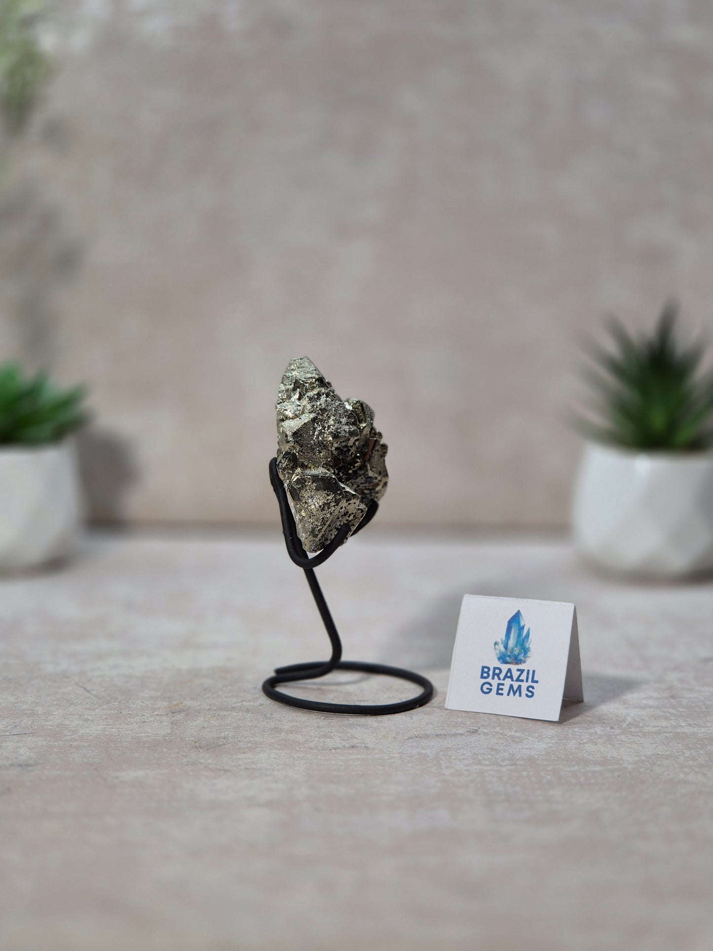 Dodecahedron Pyrite with Galina and Calcite Specimen on stand