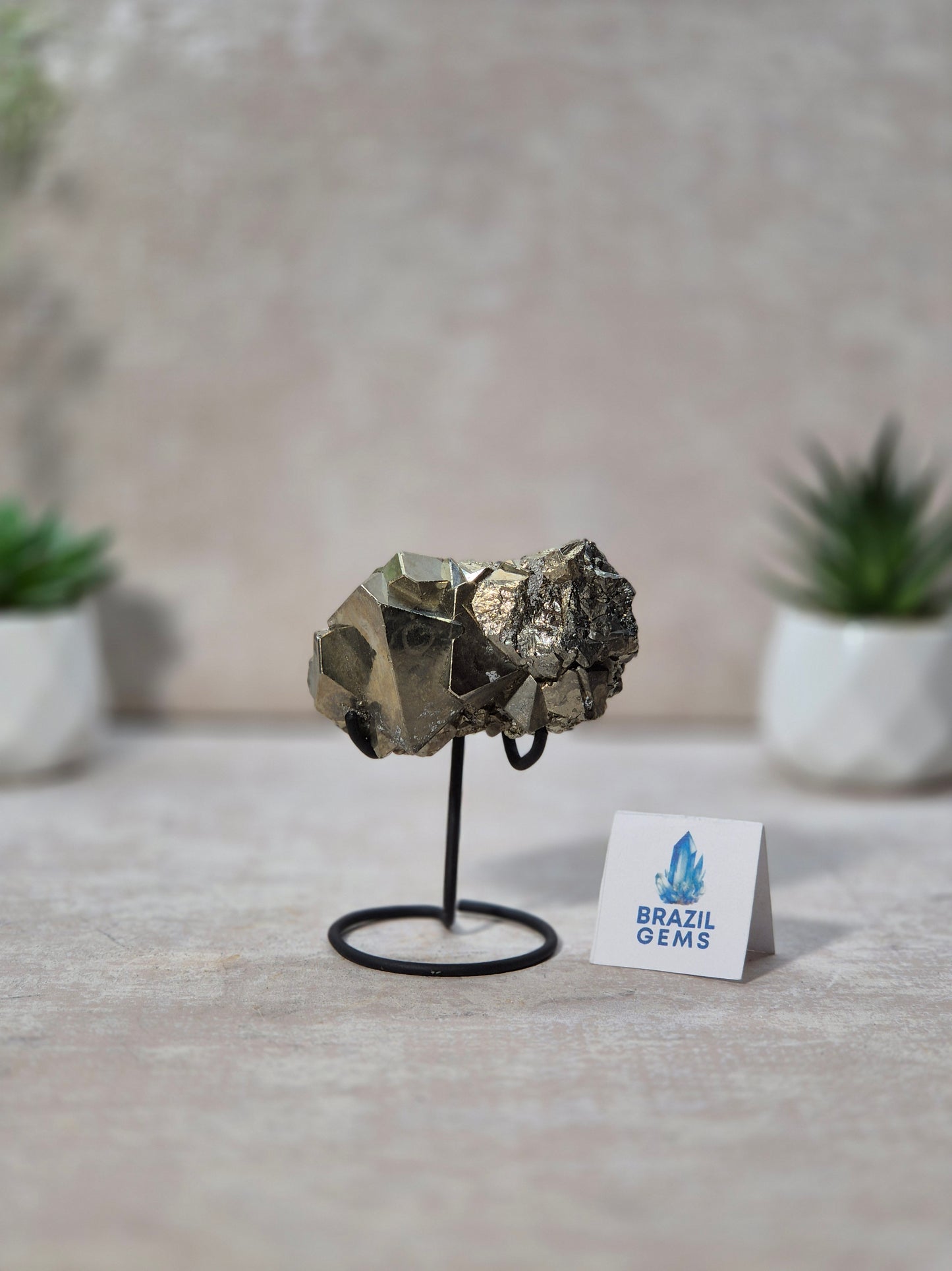 Dodecahedron Pyrite Specimen on stand