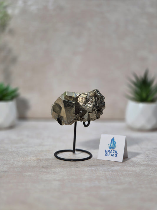 Dodecahedron Pyrite Specimen on stand