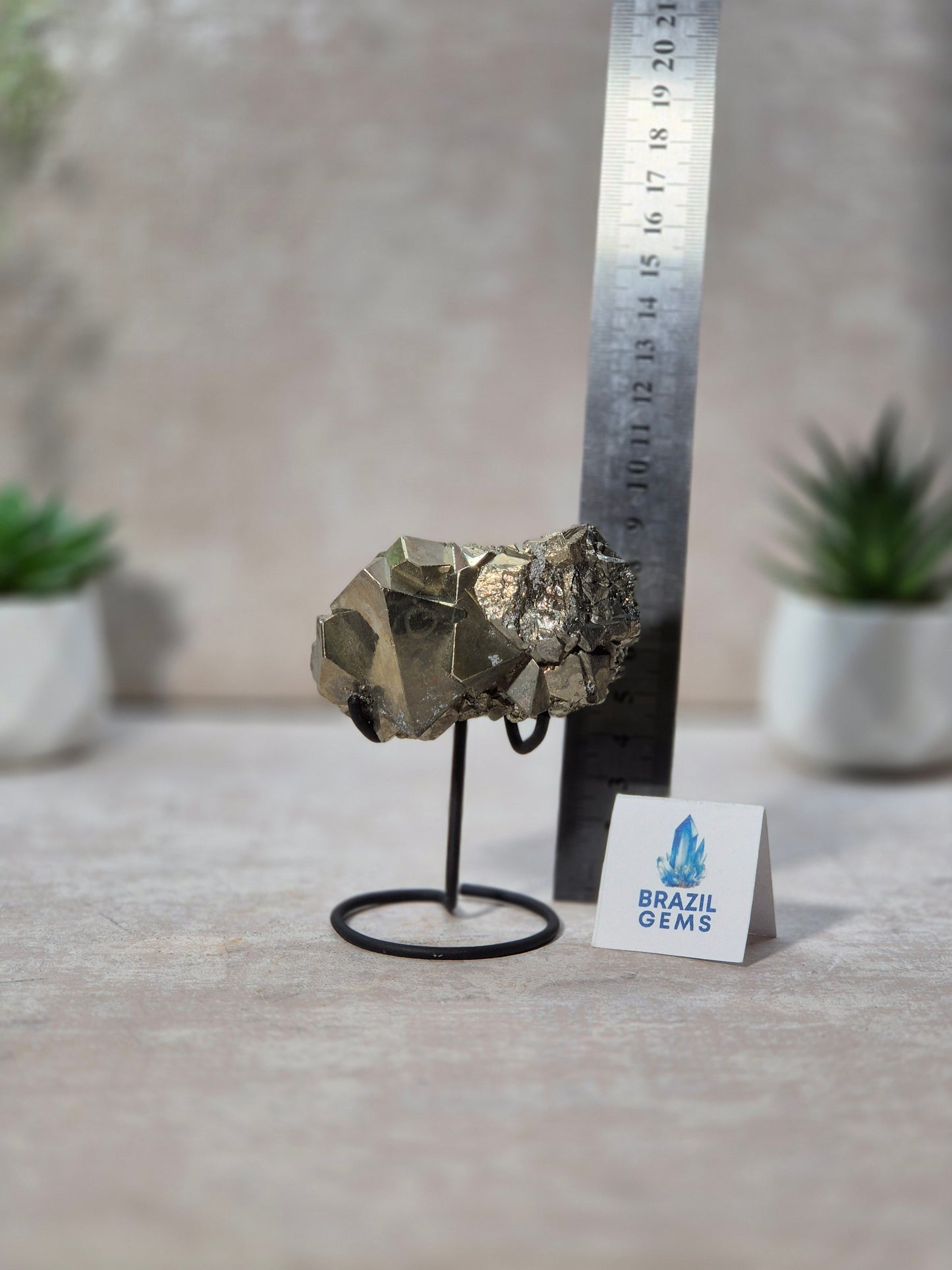 Dodecahedron Pyrite Specimen on stand
