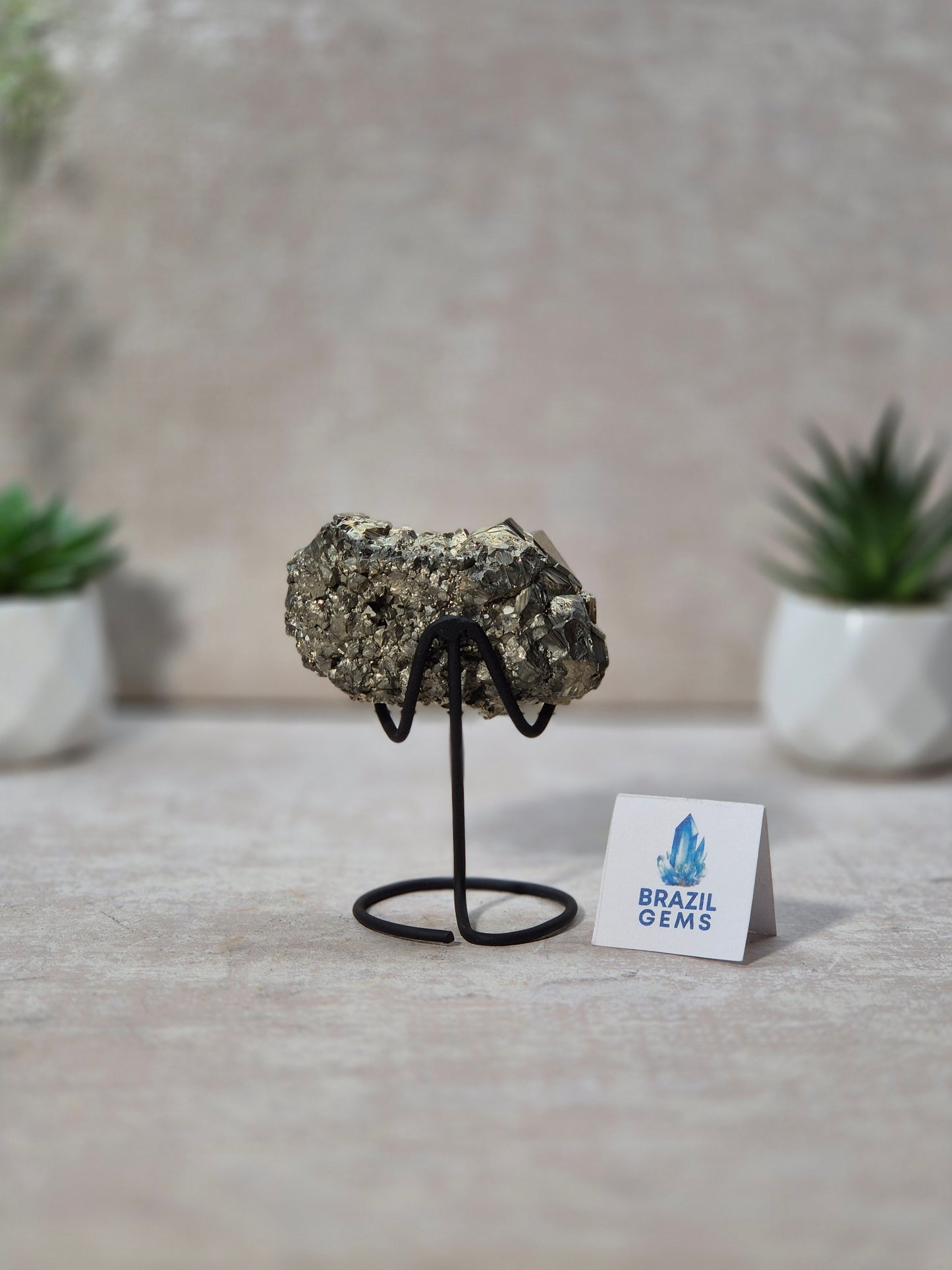 Dodecahedron Pyrite Specimen on stand