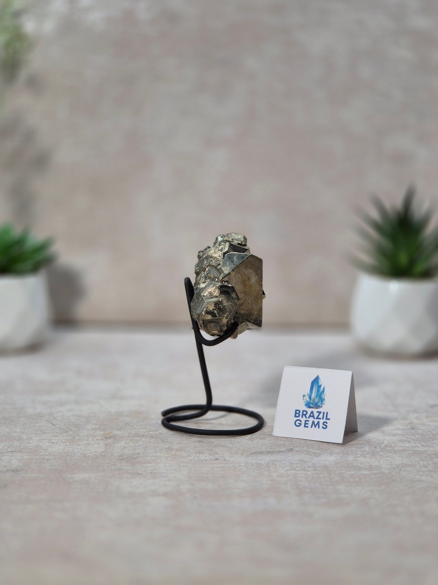 Dodecahedron Pyrite Specimen on stand