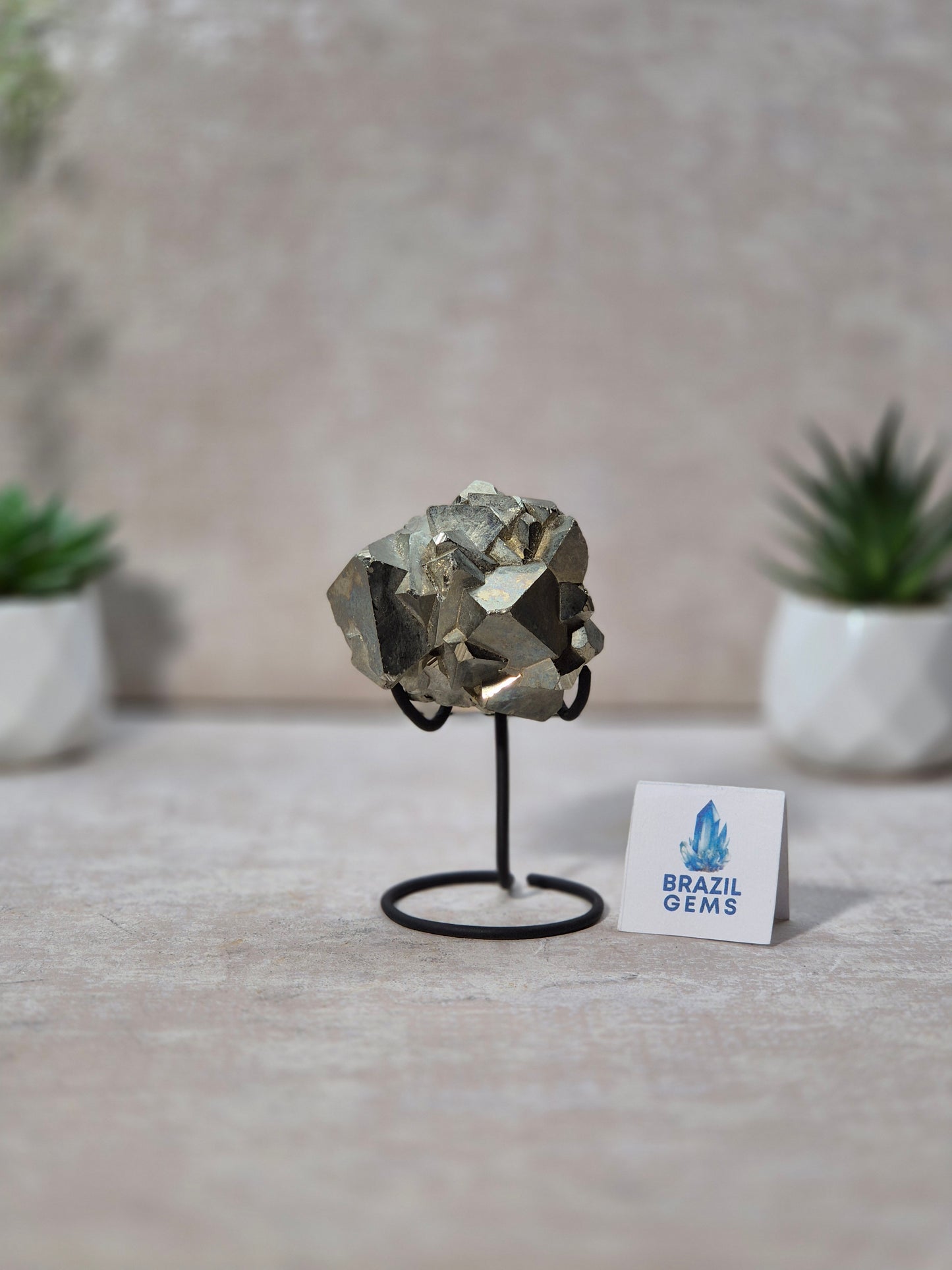 Dodecahedron Pyrite Specimen on stand