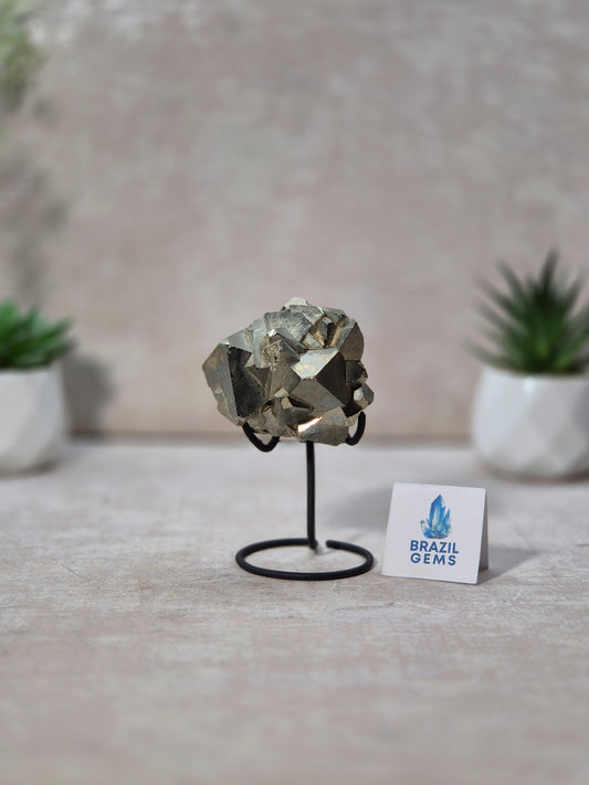 Dodecahedron Pyrite Specimen on stand