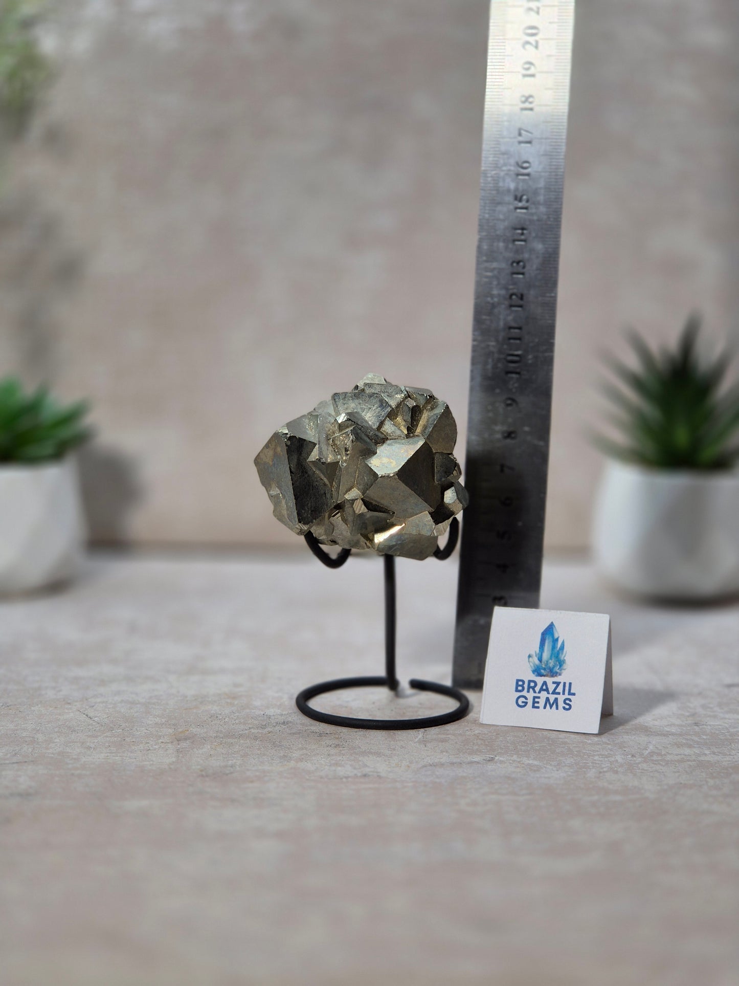 Dodecahedron Pyrite Specimen on stand