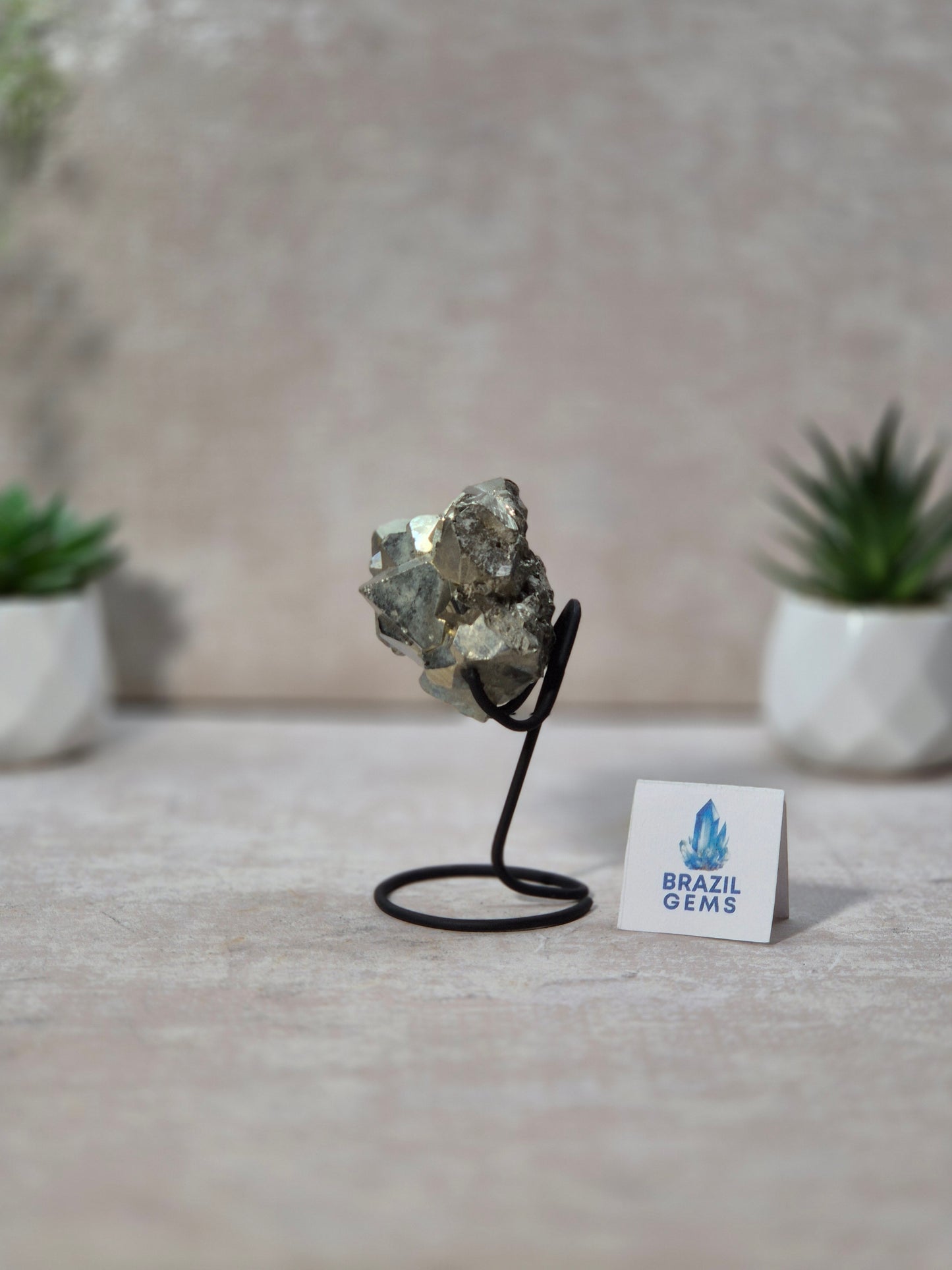 Dodecahedron Pyrite Specimen on stand