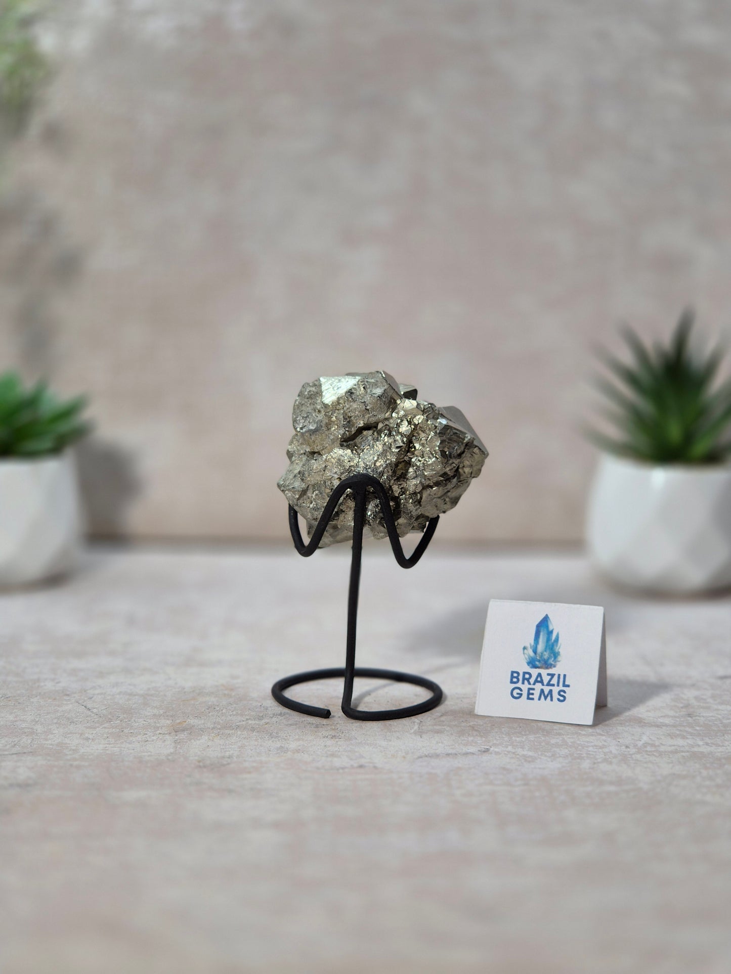Dodecahedron Pyrite Specimen on stand