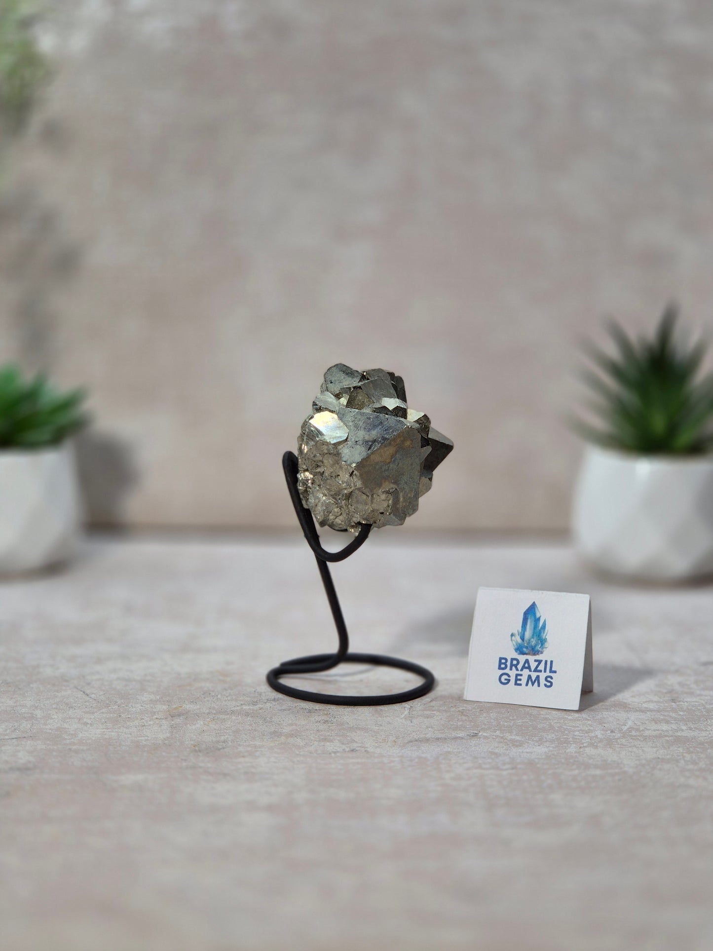 Dodecahedron Pyrite Specimen on stand