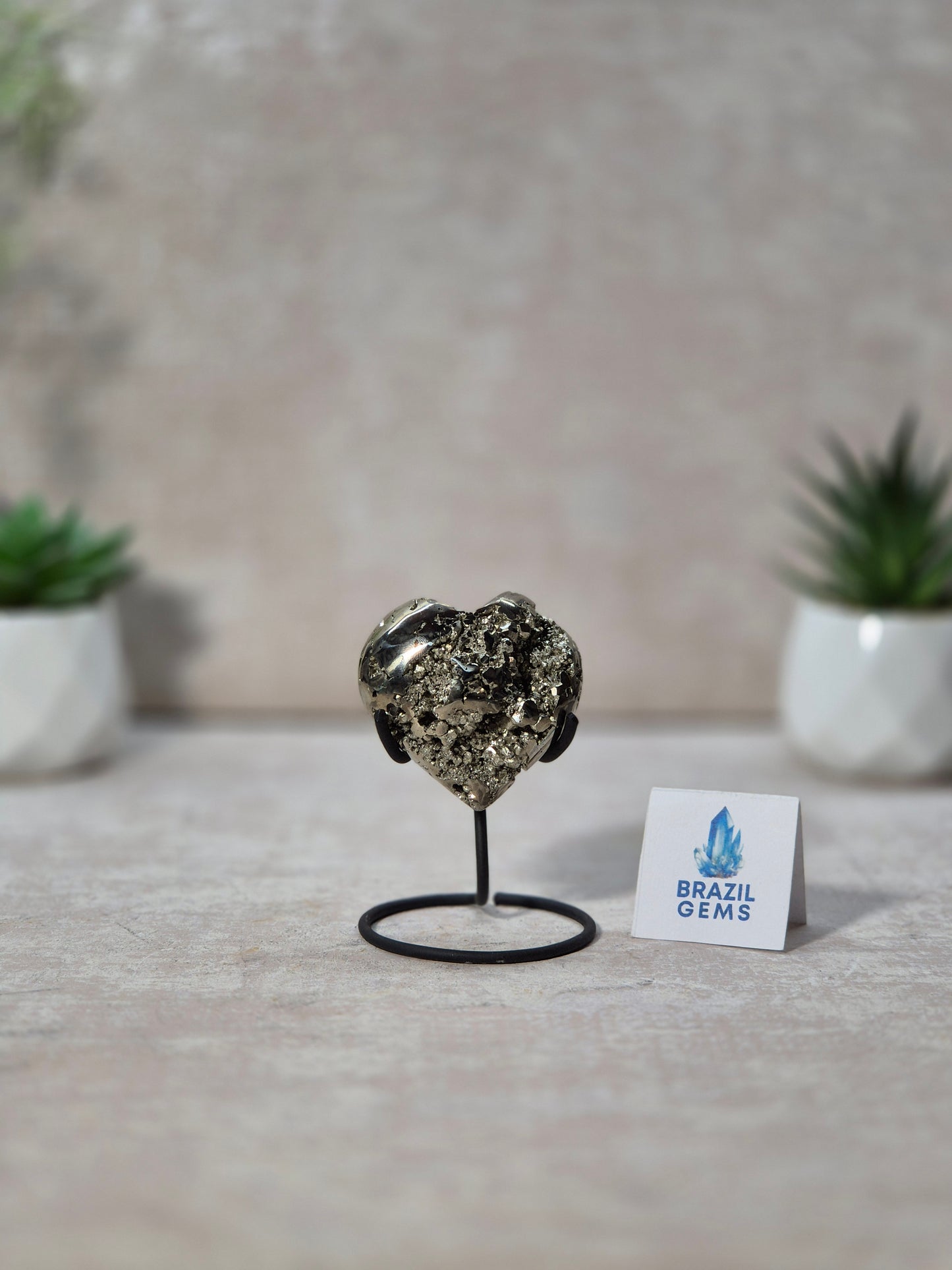Pyrite Heart on stand