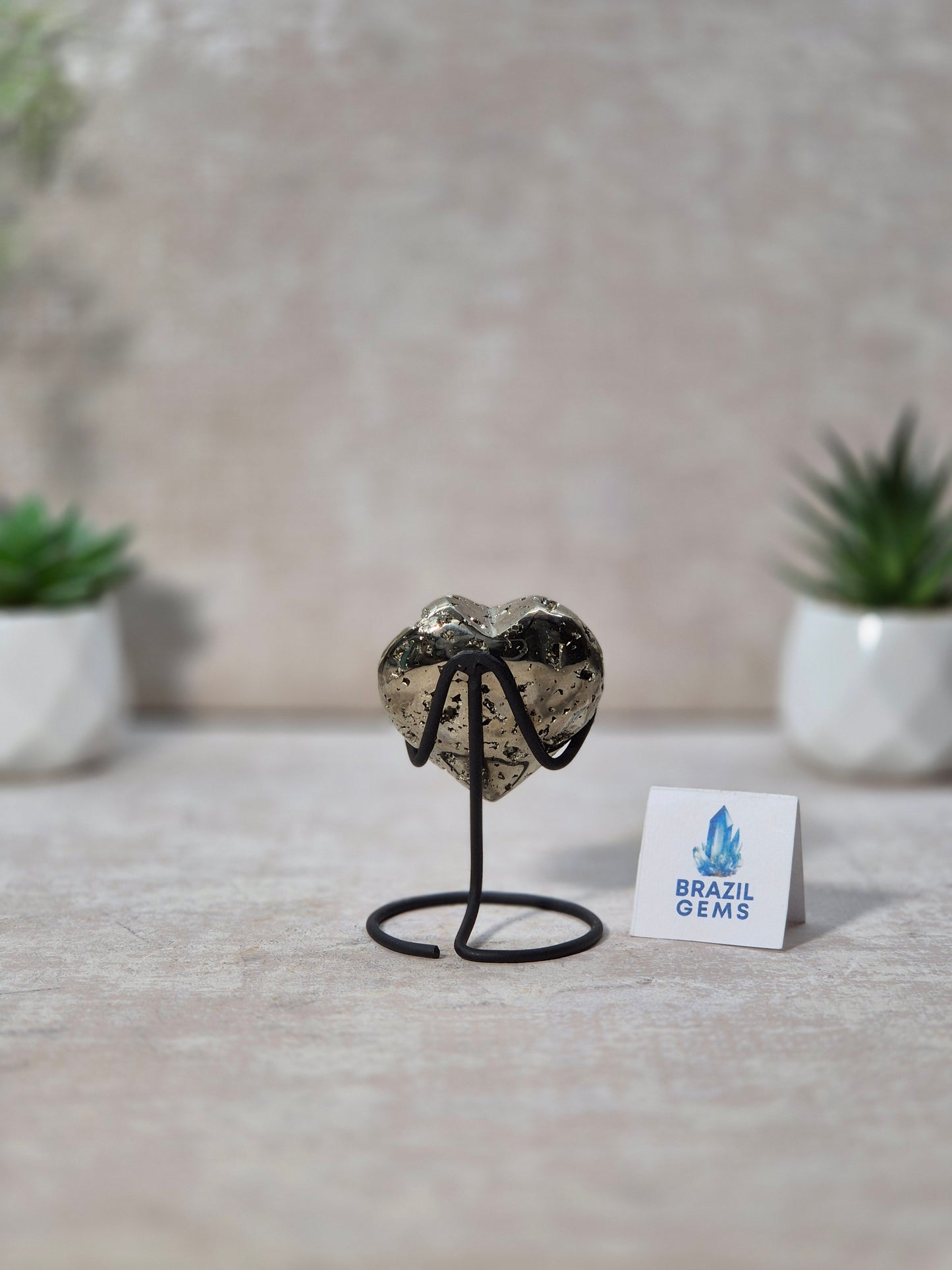 Pyrite Heart on stand