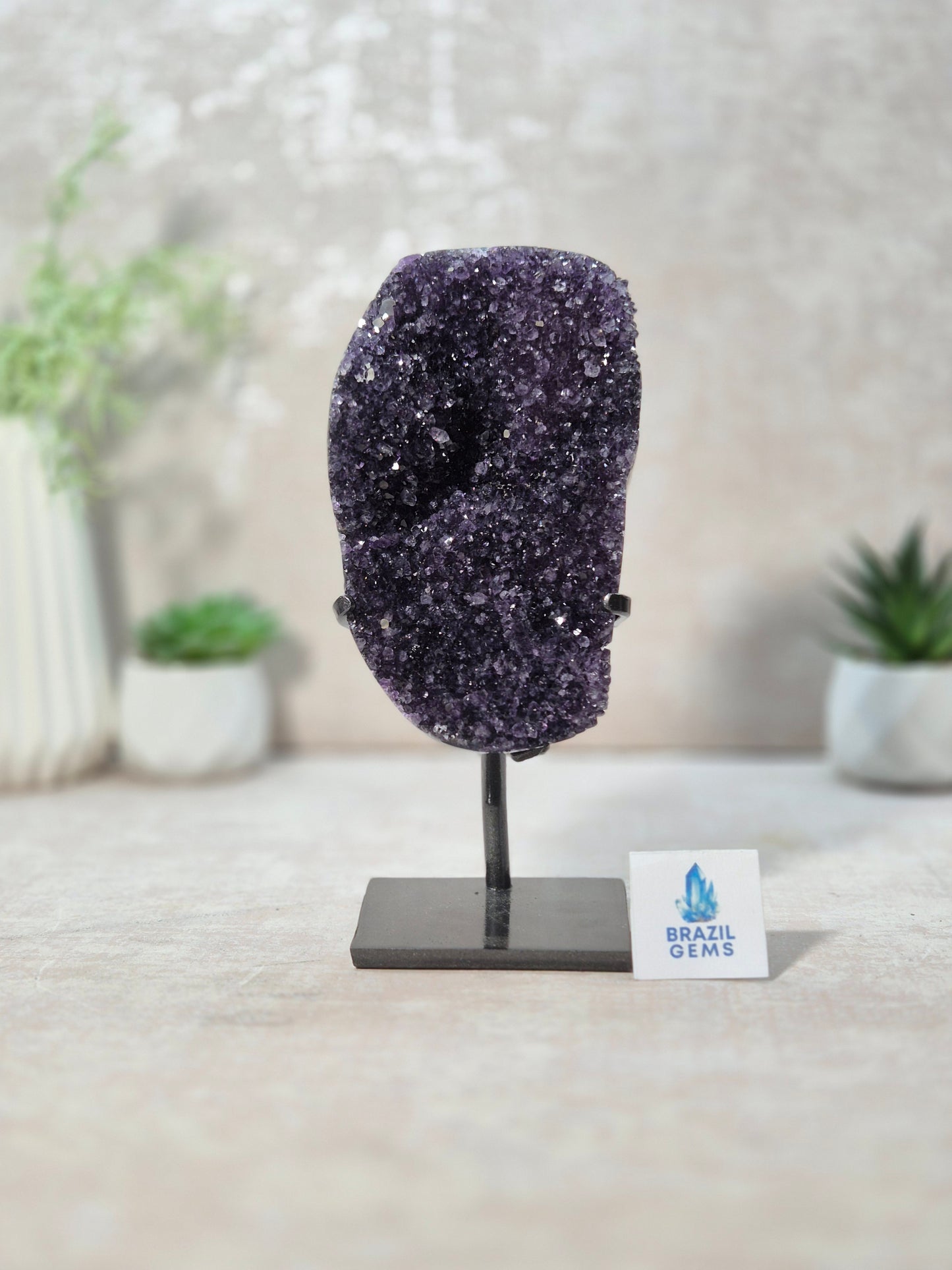 Amethyst Druzy Geode Cluster on stand