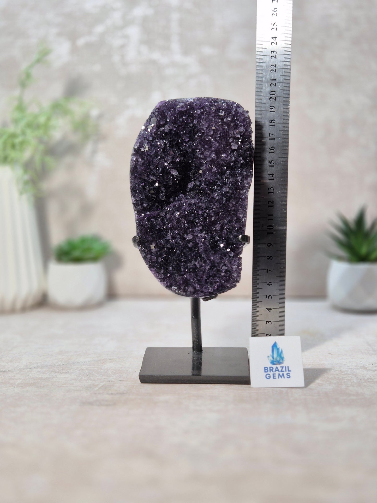 Amethyst Druzy Geode Cluster on stand