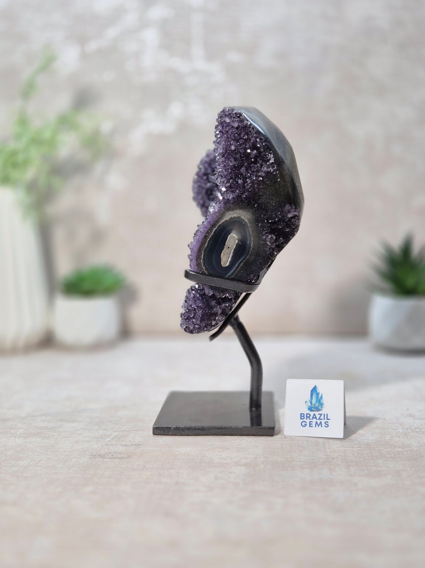 Amethyst Druzy Geode Cluster on stand