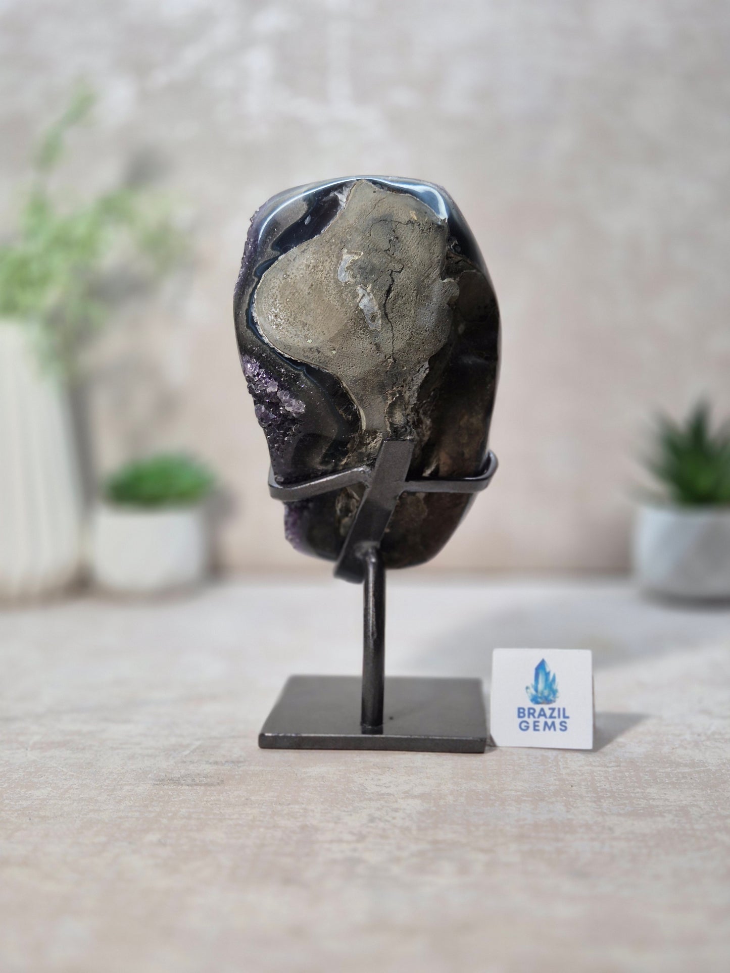 Amethyst Druzy Geode Cluster on stand