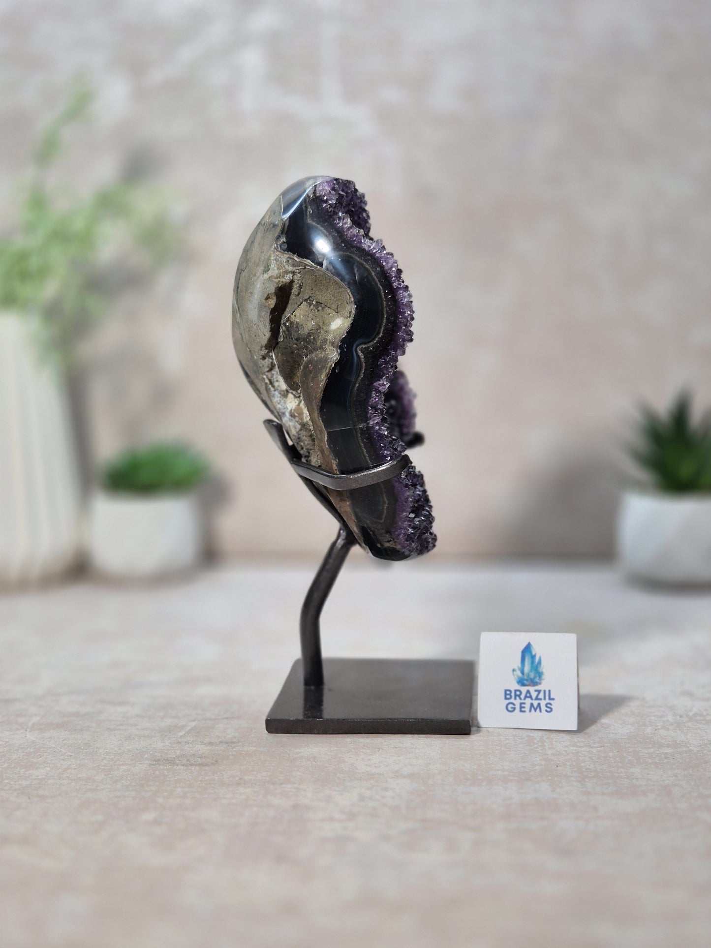 Amethyst Druzy Geode Cluster on stand