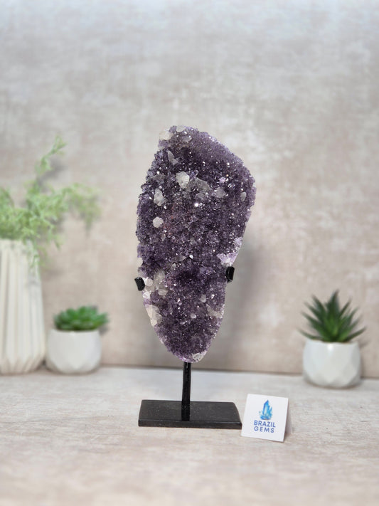 Amethyst Druzy Geode Cluster on stand