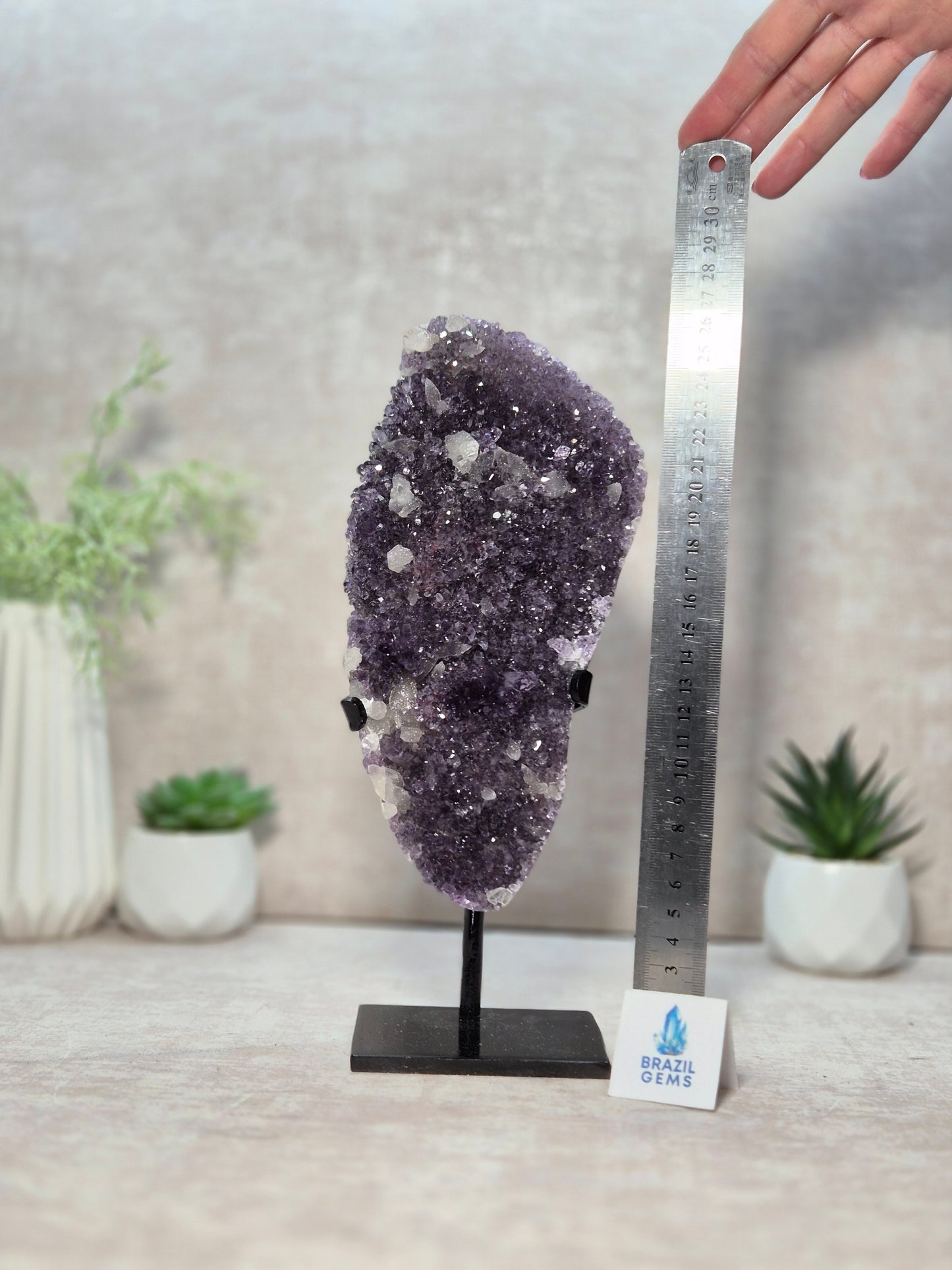Amethyst Druzy Geode Cluster on stand