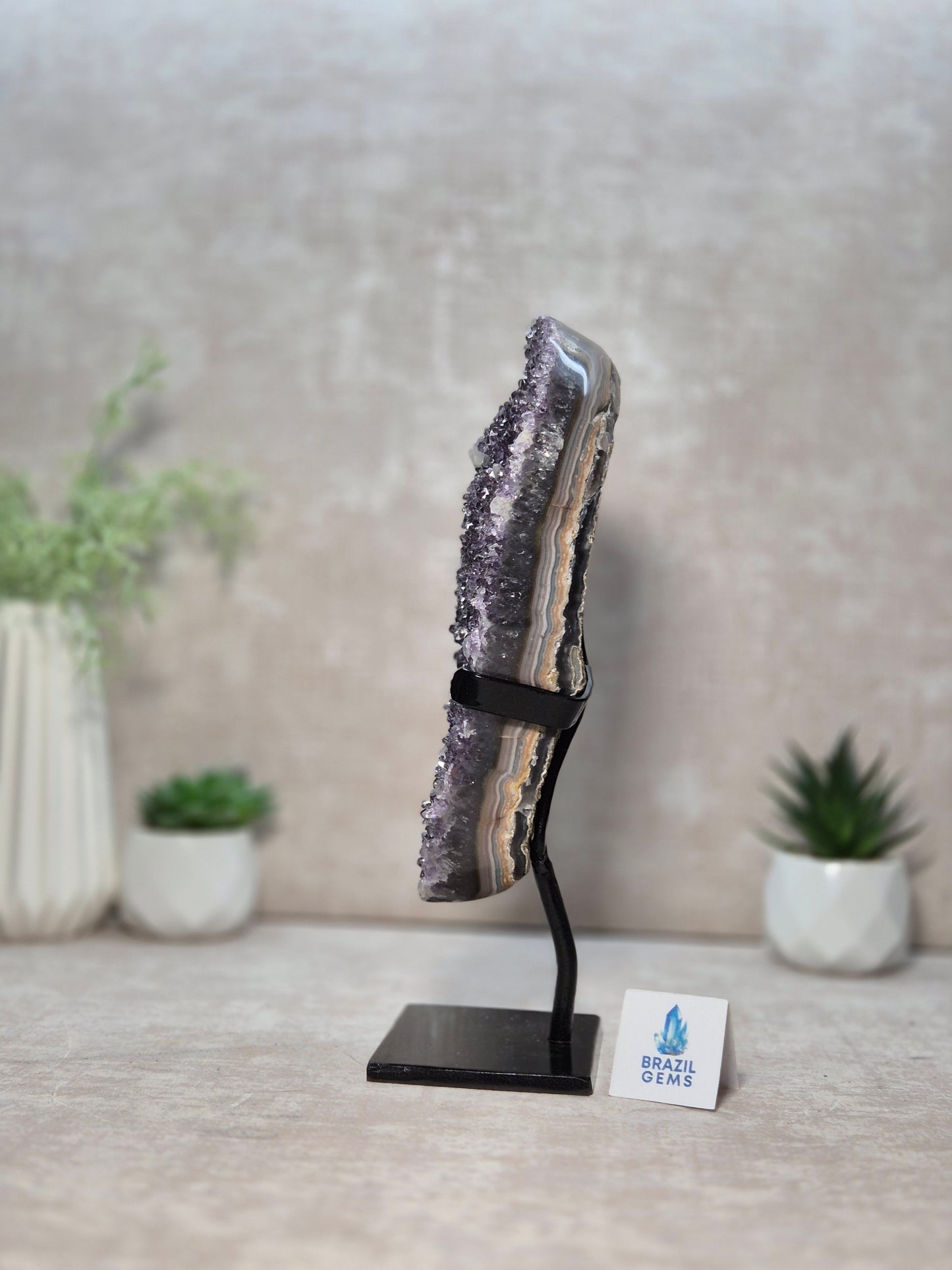 Amethyst Druzy Geode Cluster on stand