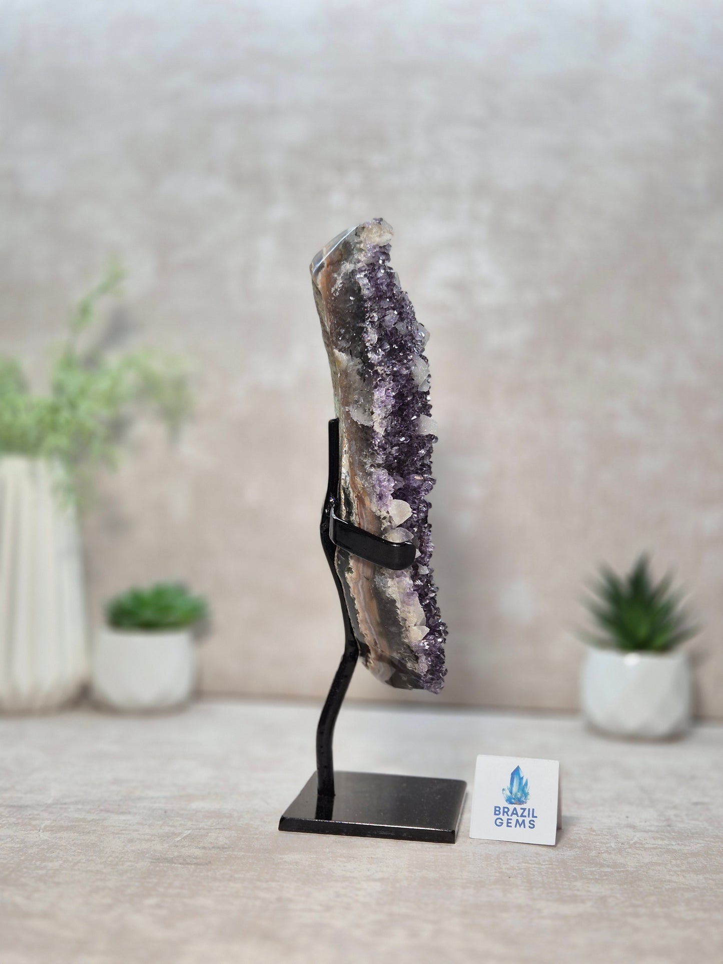 Amethyst Druzy Geode Cluster on stand