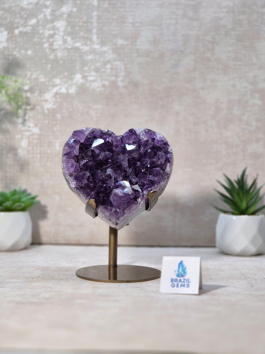 Amethyst Druzy Heart on stand