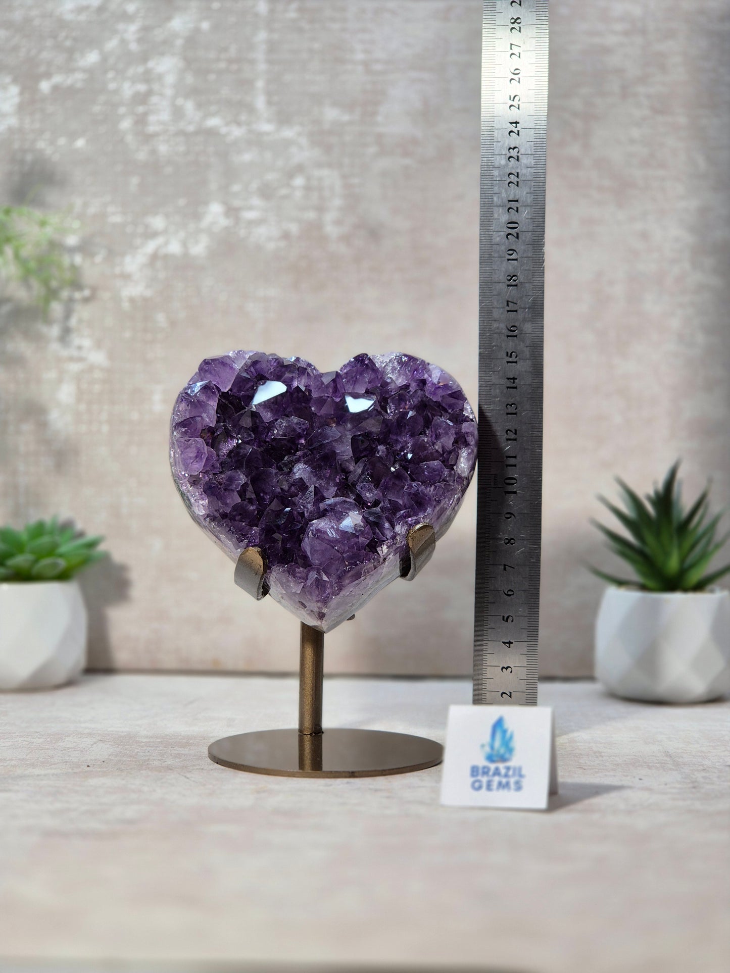 Amethyst Druzy Heart on stand