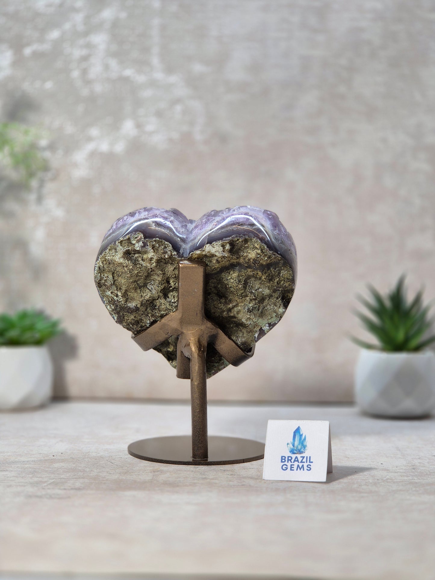 Amethyst Druzy Heart on stand