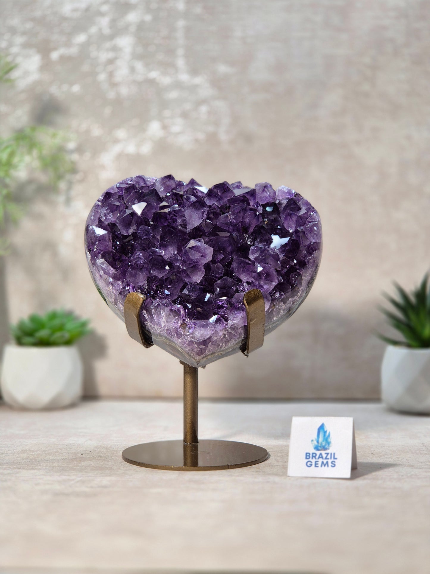 Amethyst Druzy Heart on stand