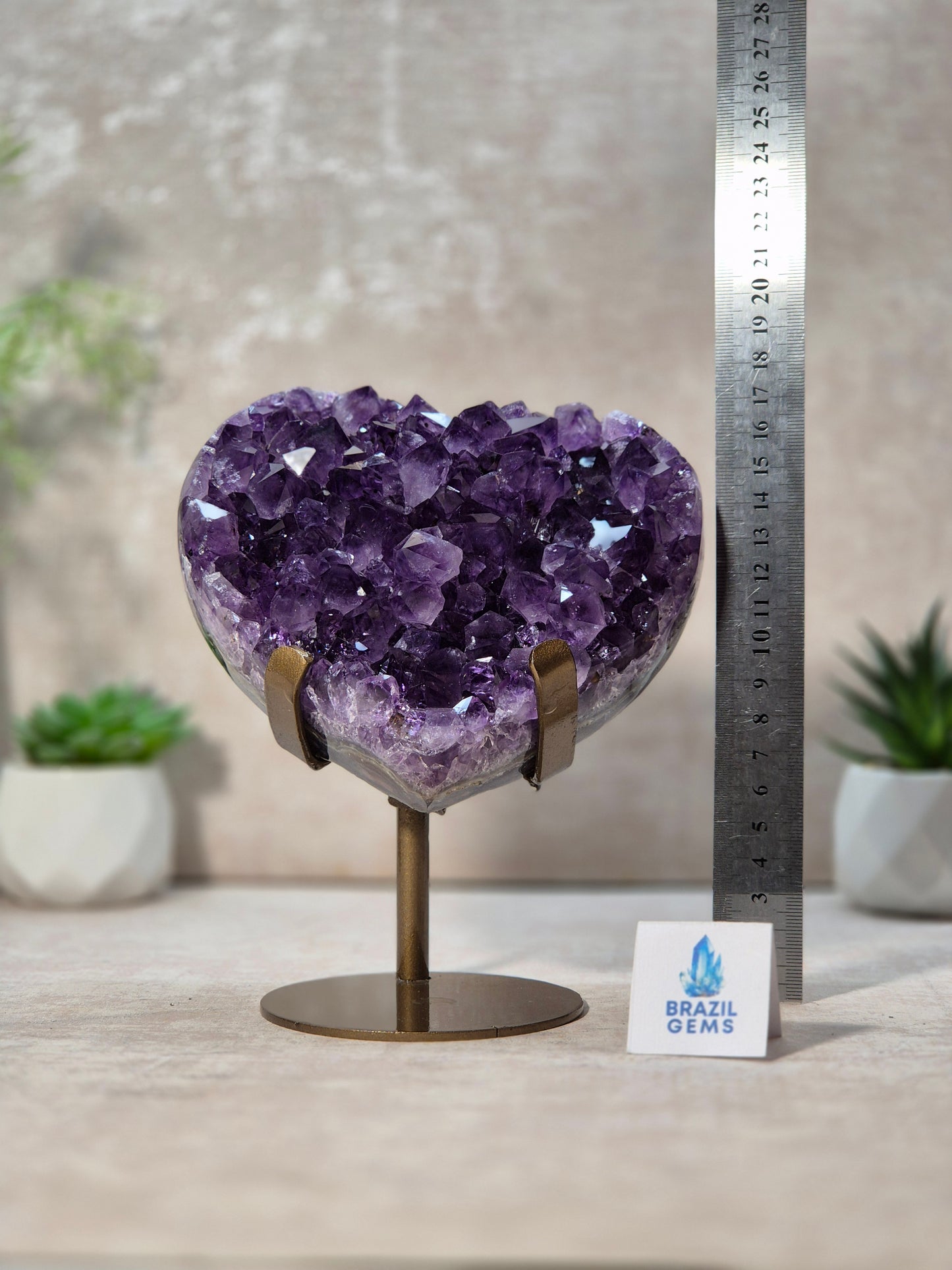 Amethyst Druzy Heart on stand