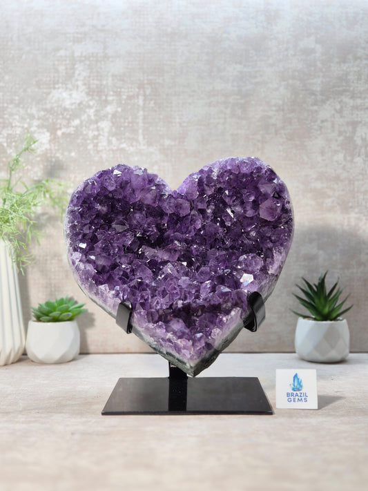 Amethyst Druzy Heart on stand
