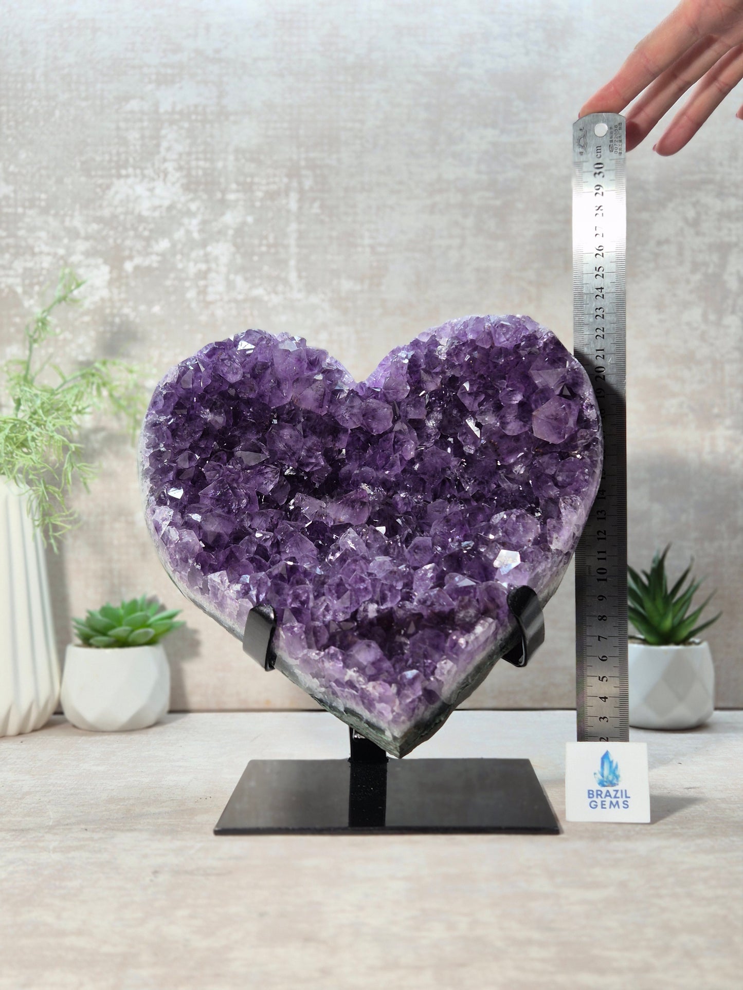 Amethyst Druzy Heart on stand
