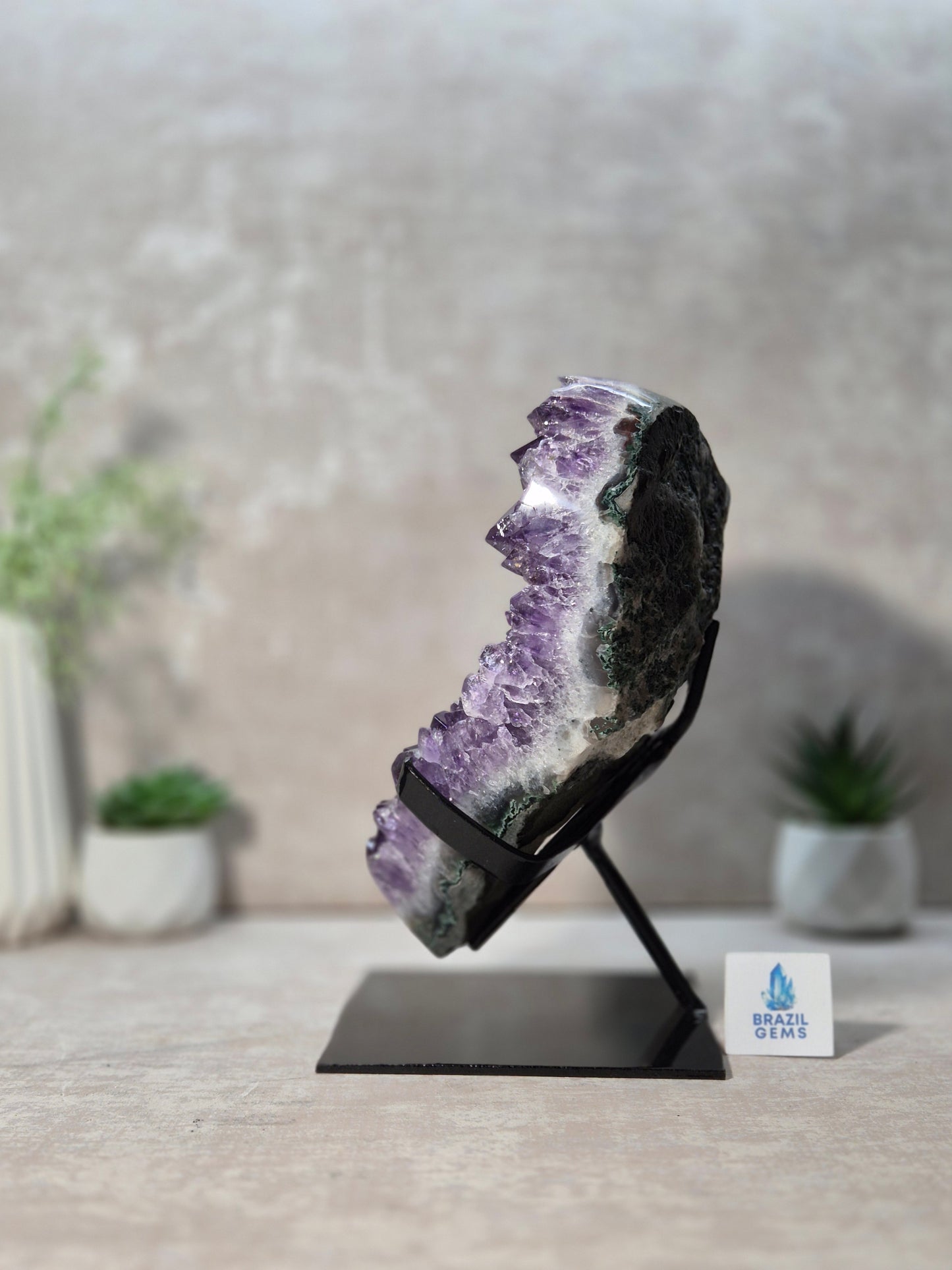 Amethyst Druzy Heart on stand