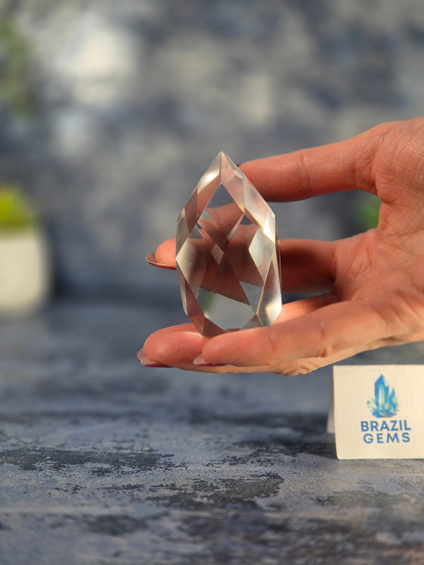 Polished Lemurian Quartz Faceted Egg