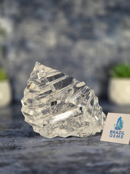 Abstract Clear Lemurian Quartz Sculpture