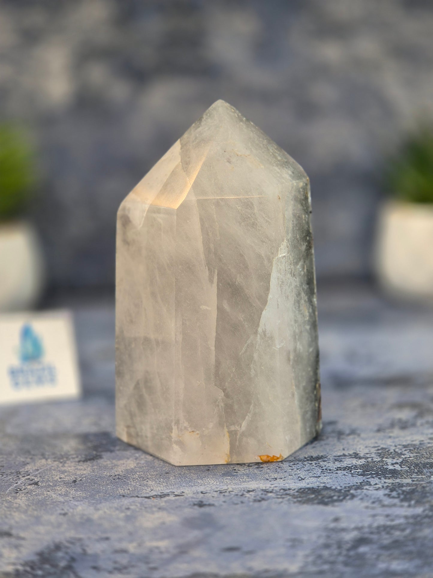 Blue Tara with Mosaic Calcite Point