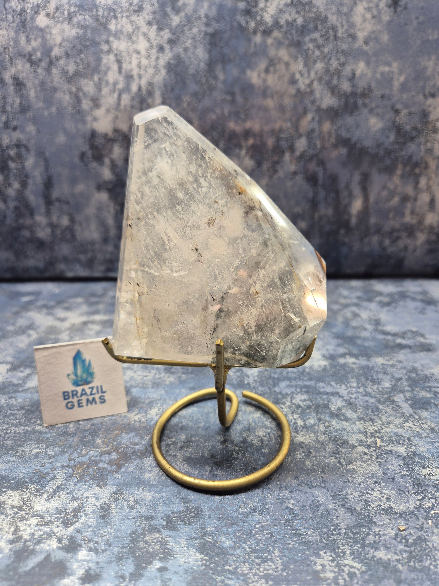 Blue Tara with Mosaic Calcite Slab on stand