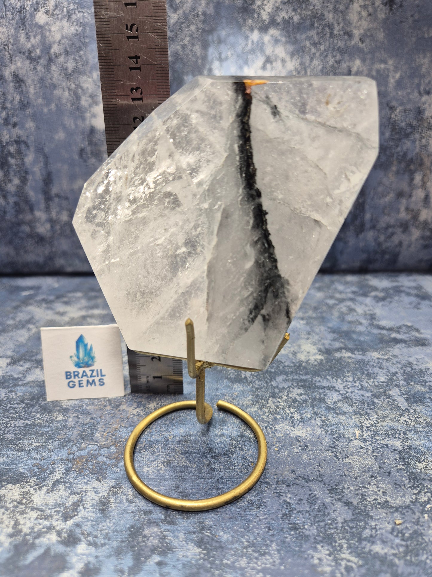 Blue Tara with Mosaic Calcite Slab on stand